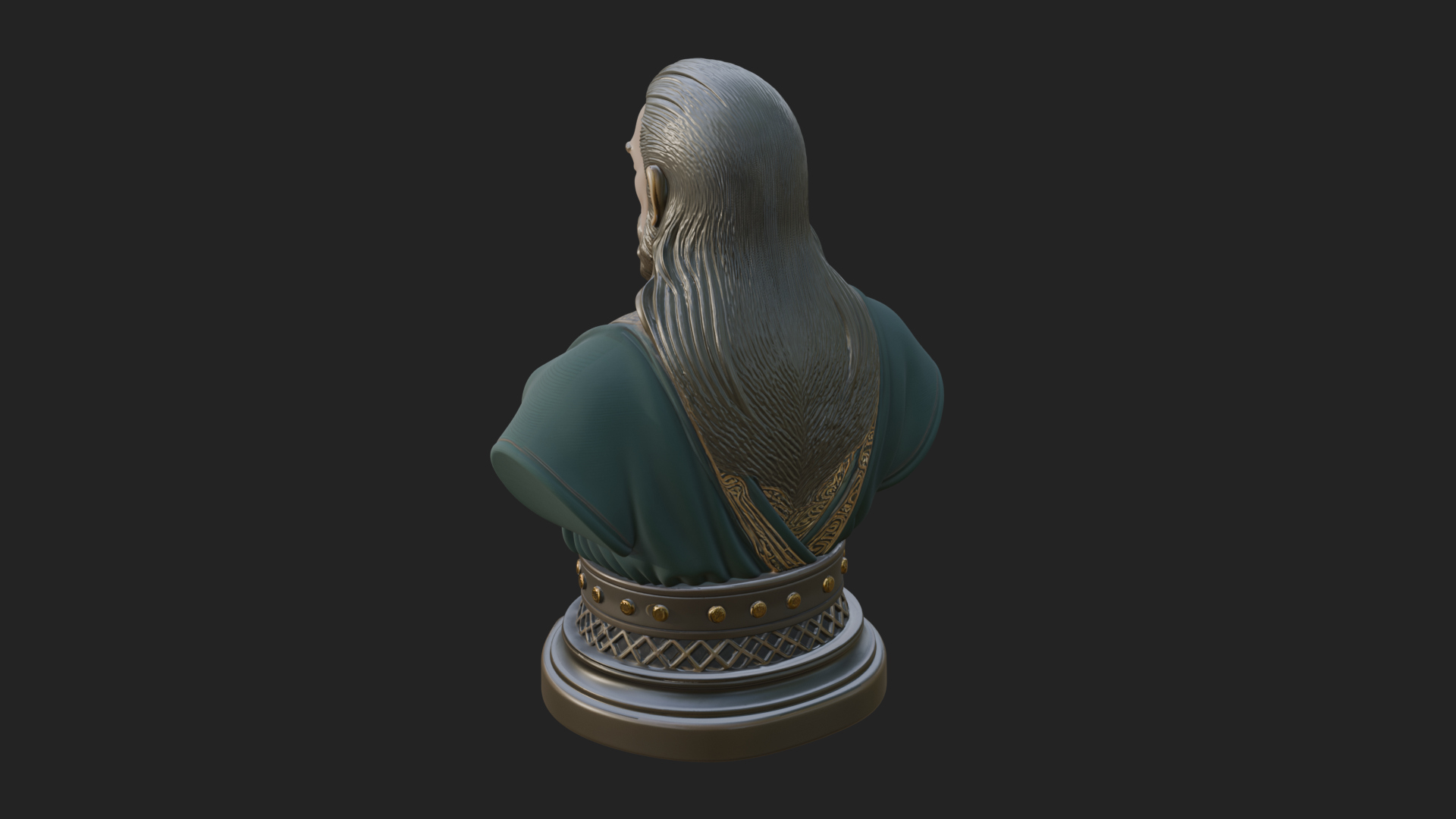 Bearded Warlord Bust Statue Design 2 3D Print Model 3D Model