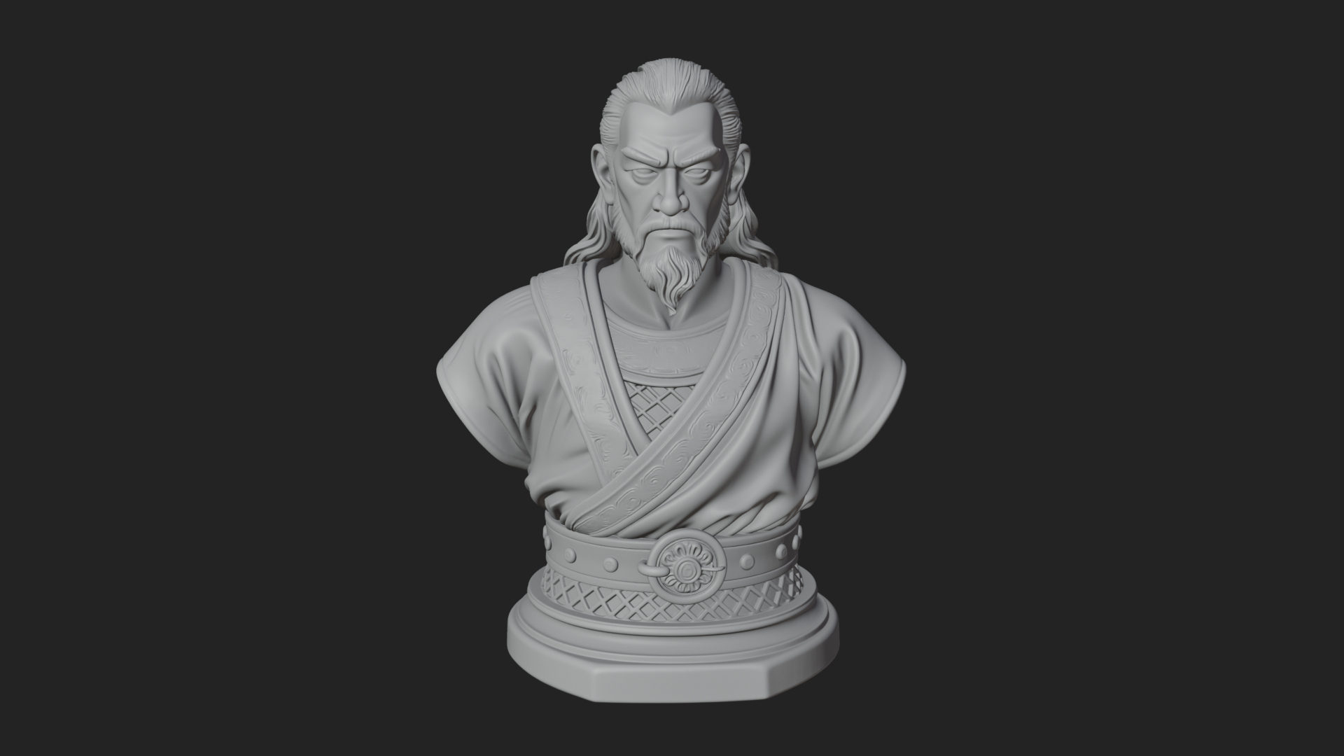 Bearded Warlord Bust Statue Design 2 3D Print Model 3D Model