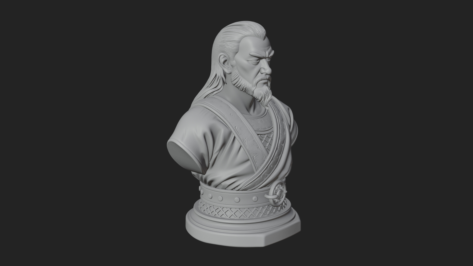 Bearded Warlord Bust Statue Design 2 3D Print Model 3D Model