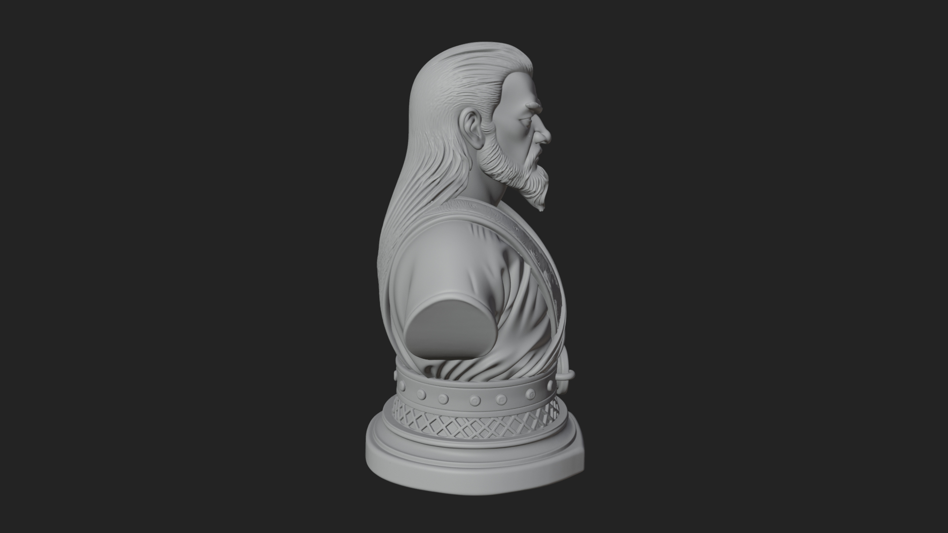 Bearded Warlord Bust Statue Design 2 3D Print Model 3D Model