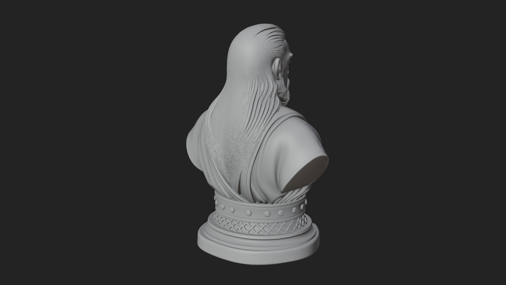Bearded Warlord Bust Statue Design 2 3D Print Model 3D Model