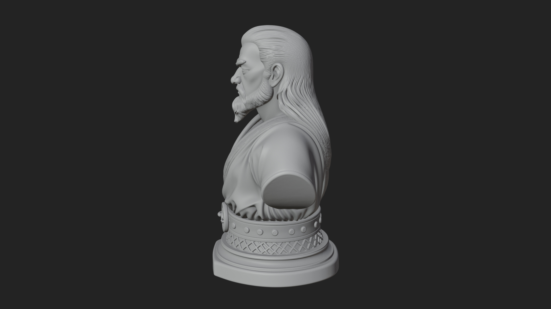 Bearded Warlord Bust Statue Design 2 3D Print Model 3D Model