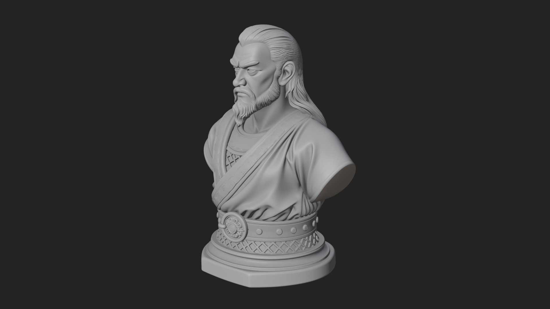 Bearded Warlord Bust Statue Design 2 3D Print Model 3D Model