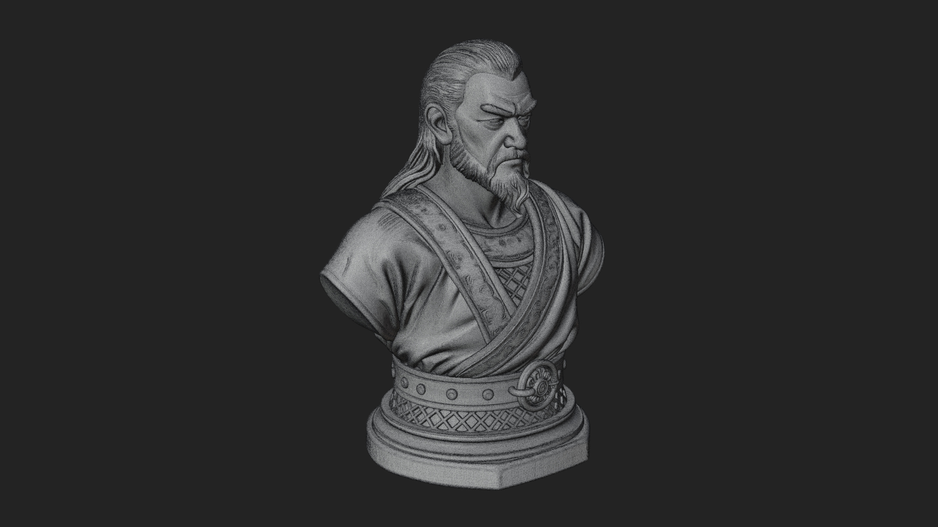 Bearded Warlord Bust Statue Design 2 3D Print Model 3D Model