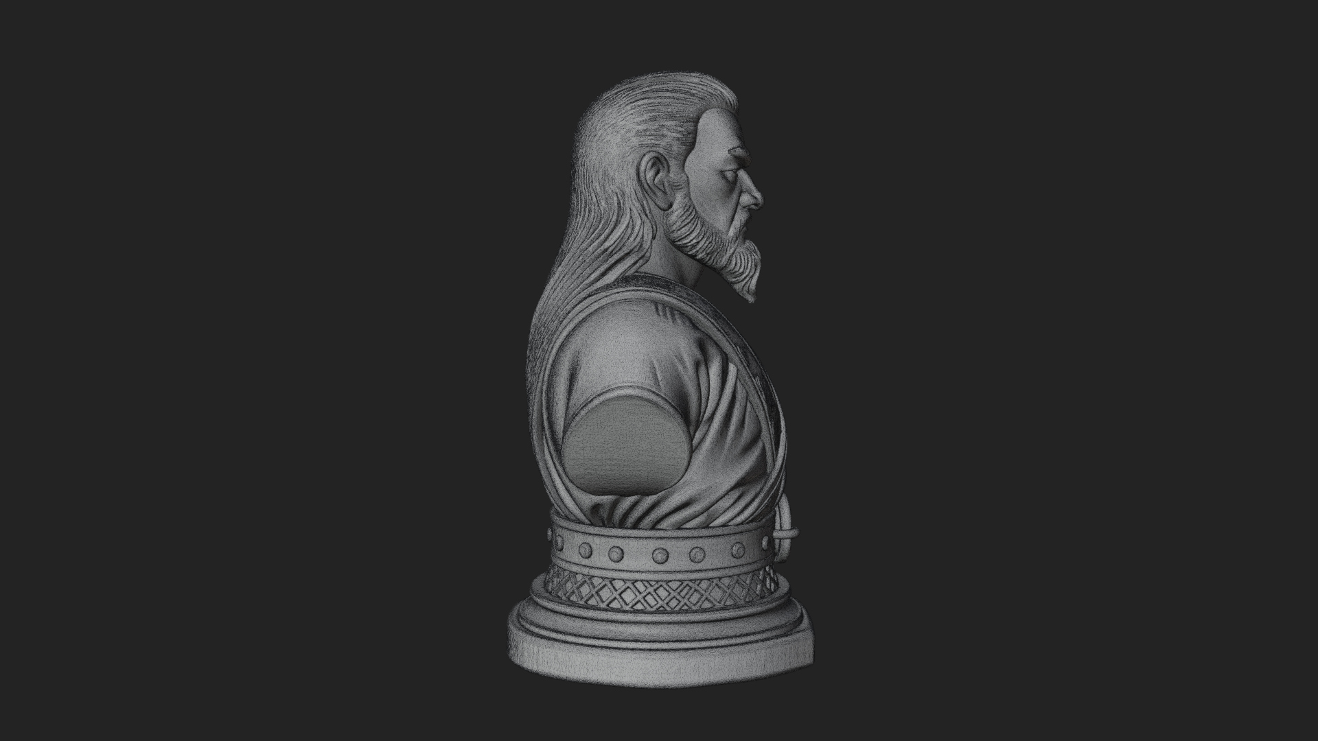 Bearded Warlord Bust Statue Design 2 3D Print Model 3D Model