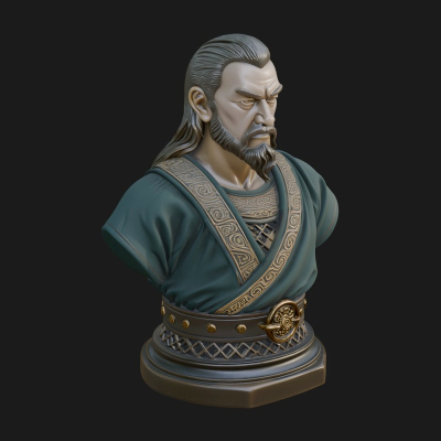 Bearded Warlord Bust Statue Design 2 3D Print Model