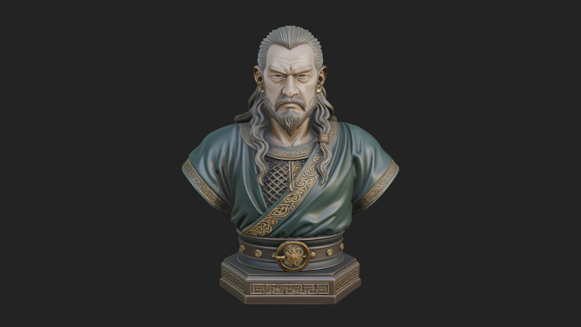 Bearded Warlord Bust Statue Design 3 3D Print Model 3D Model