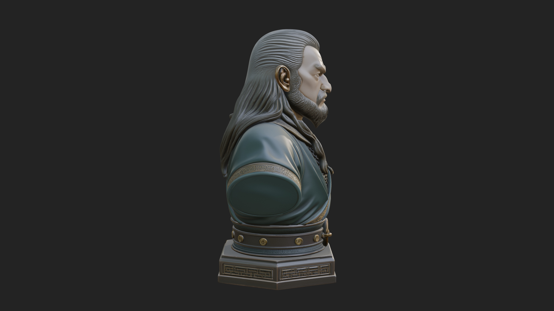 Bearded Warlord Bust Statue Design 3 3D Print Model 3D Model