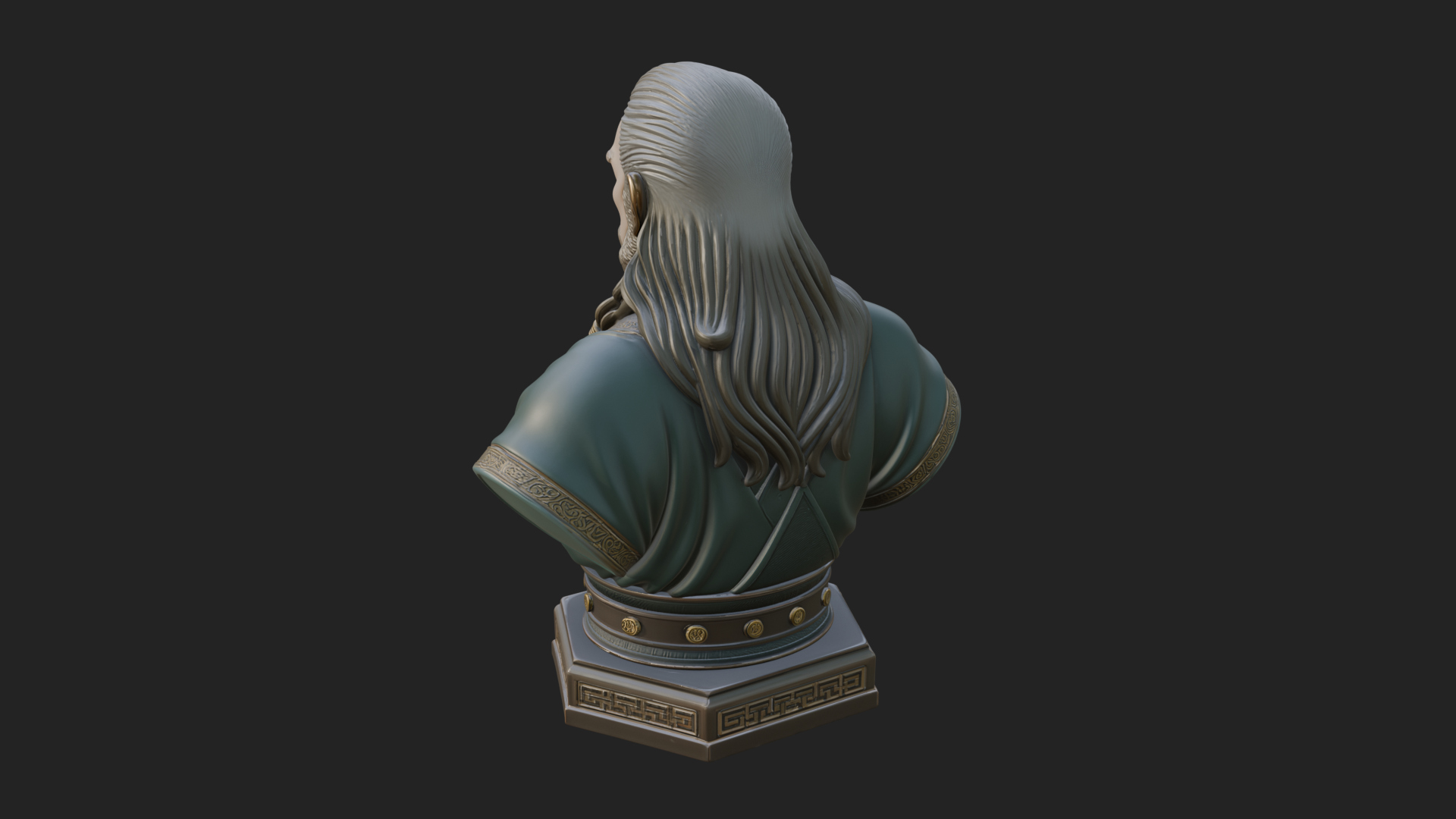 Bearded Warlord Bust Statue Design 3 3D Print Model 3D Model