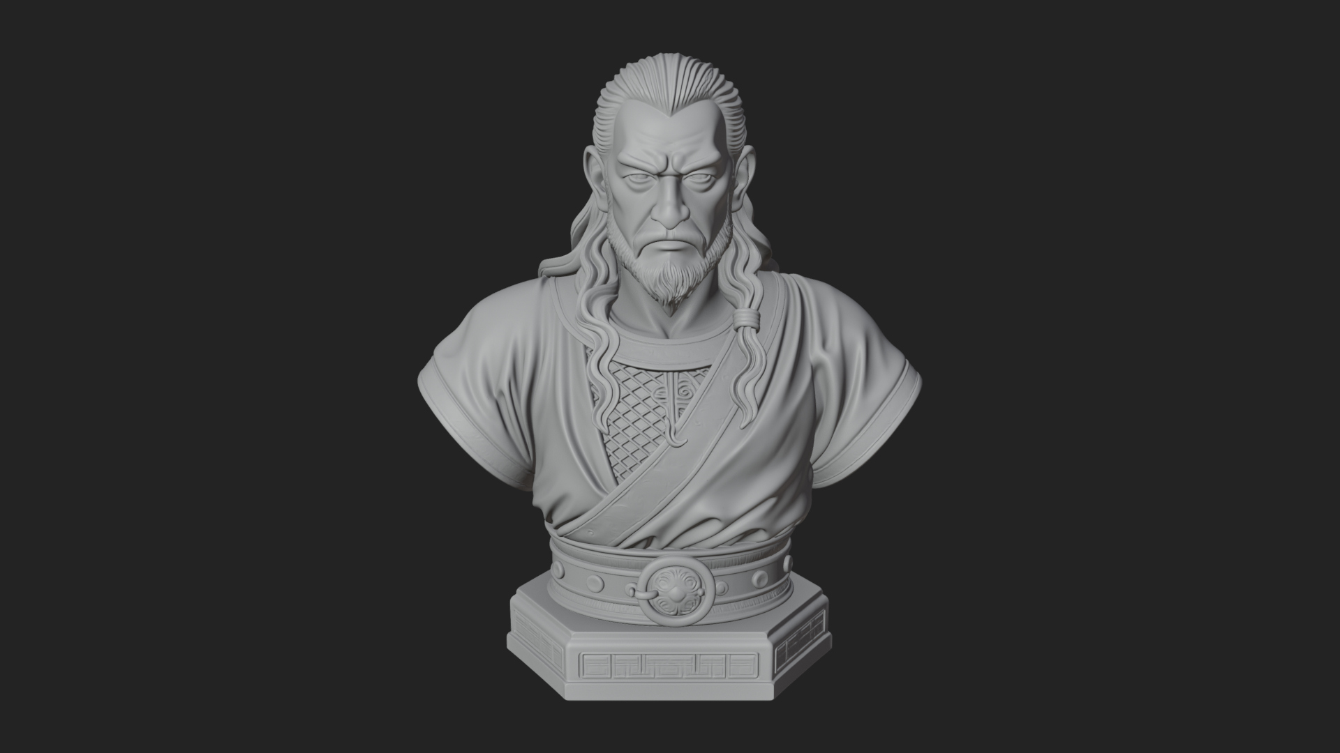 Bearded Warlord Bust Statue Design 3 3D Print Model 3D Model