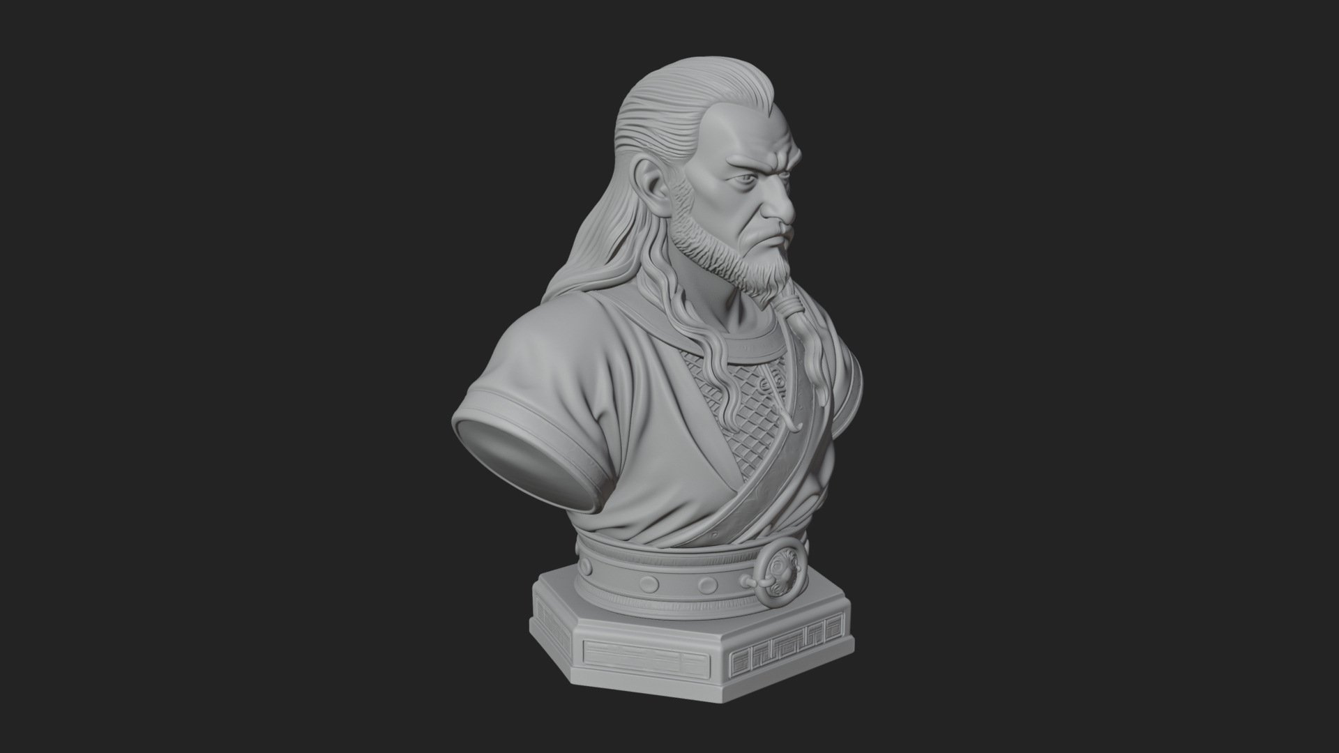 Bearded Warlord Bust Statue Design 3 3D Print Model 3D Model
