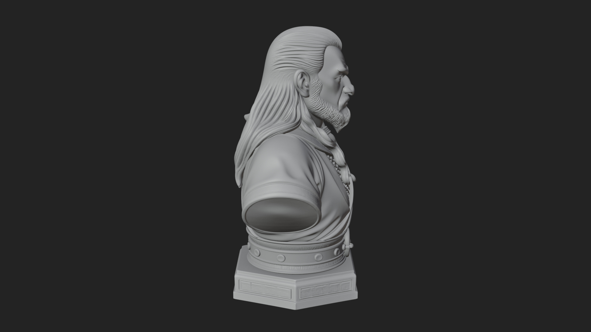Bearded Warlord Bust Statue Design 3 3D Print Model 3D Model