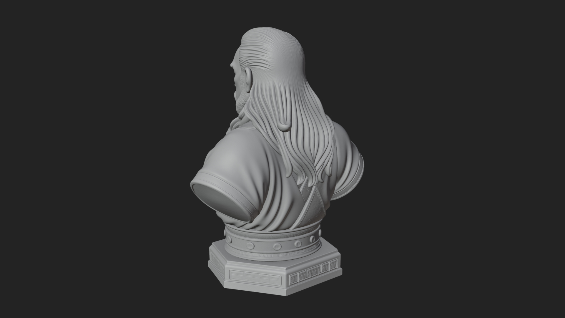 Bearded Warlord Bust Statue Design 3 3D Print Model 3D Model