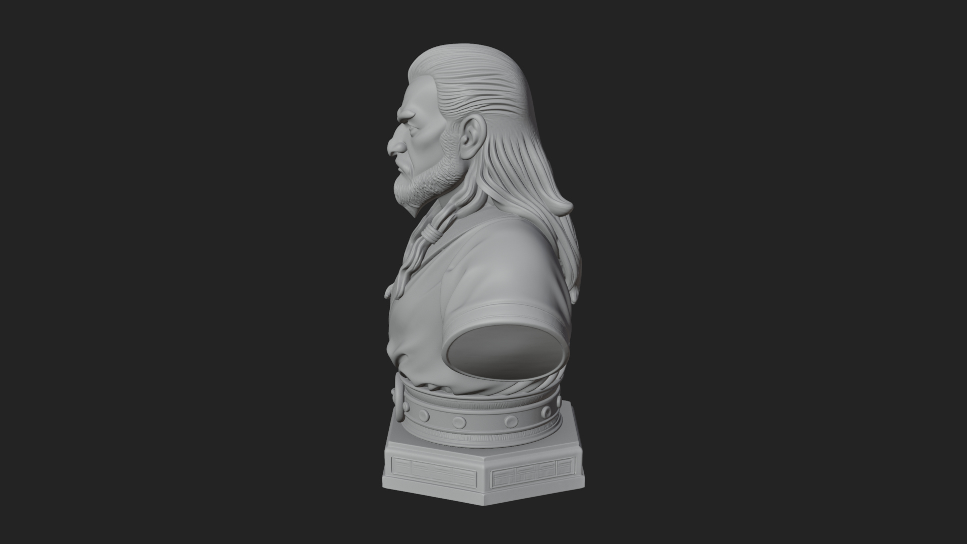 Bearded Warlord Bust Statue Design 3 3D Print Model 3D Model