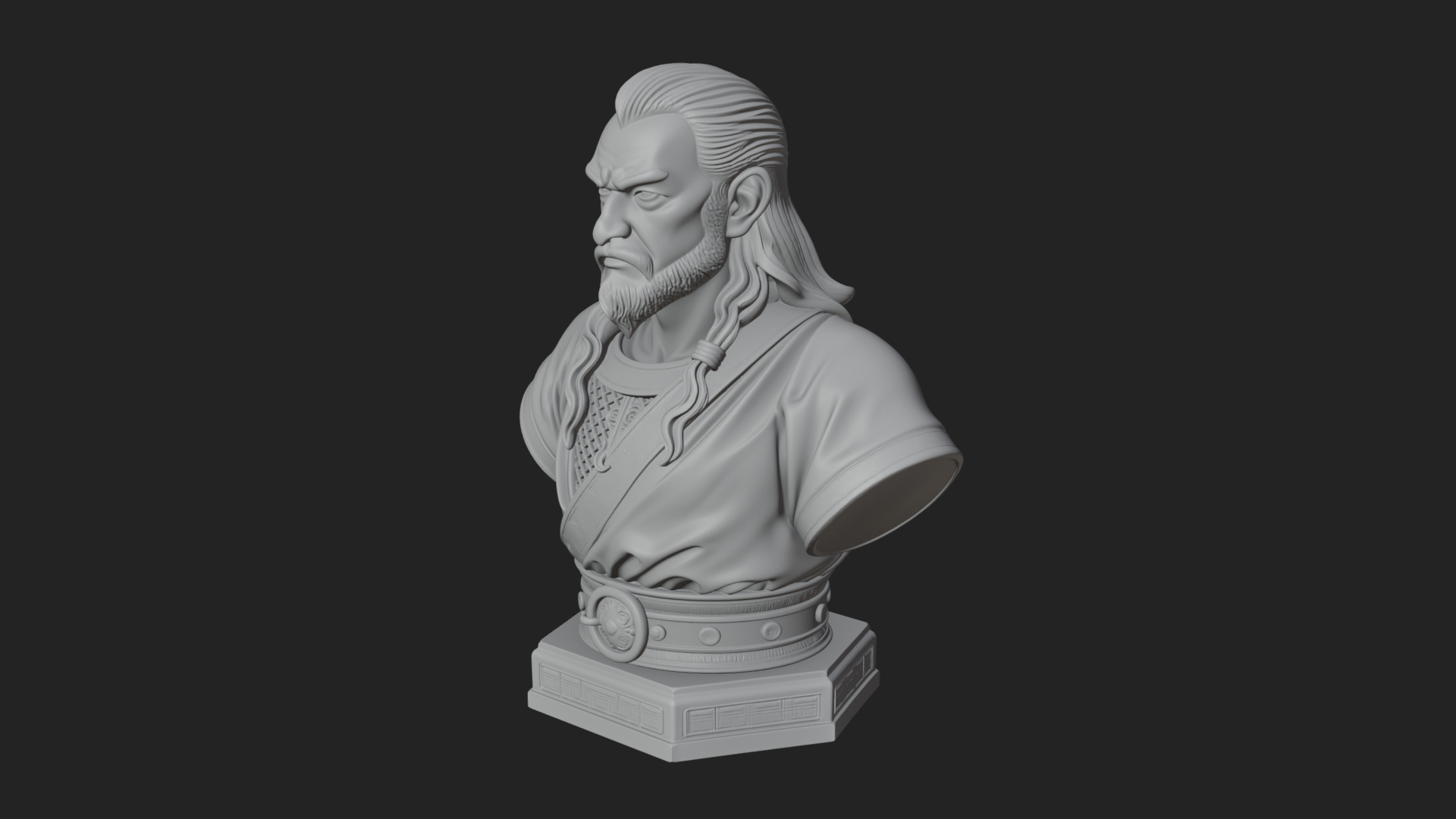 Bearded Warlord Bust Statue Design 3 3D Print Model 3D Model