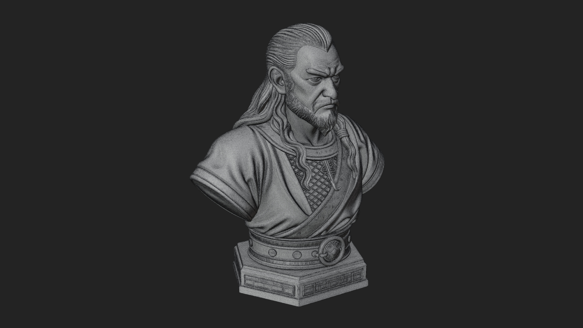 Bearded Warlord Bust Statue Design 3 3D Print Model 3D Model