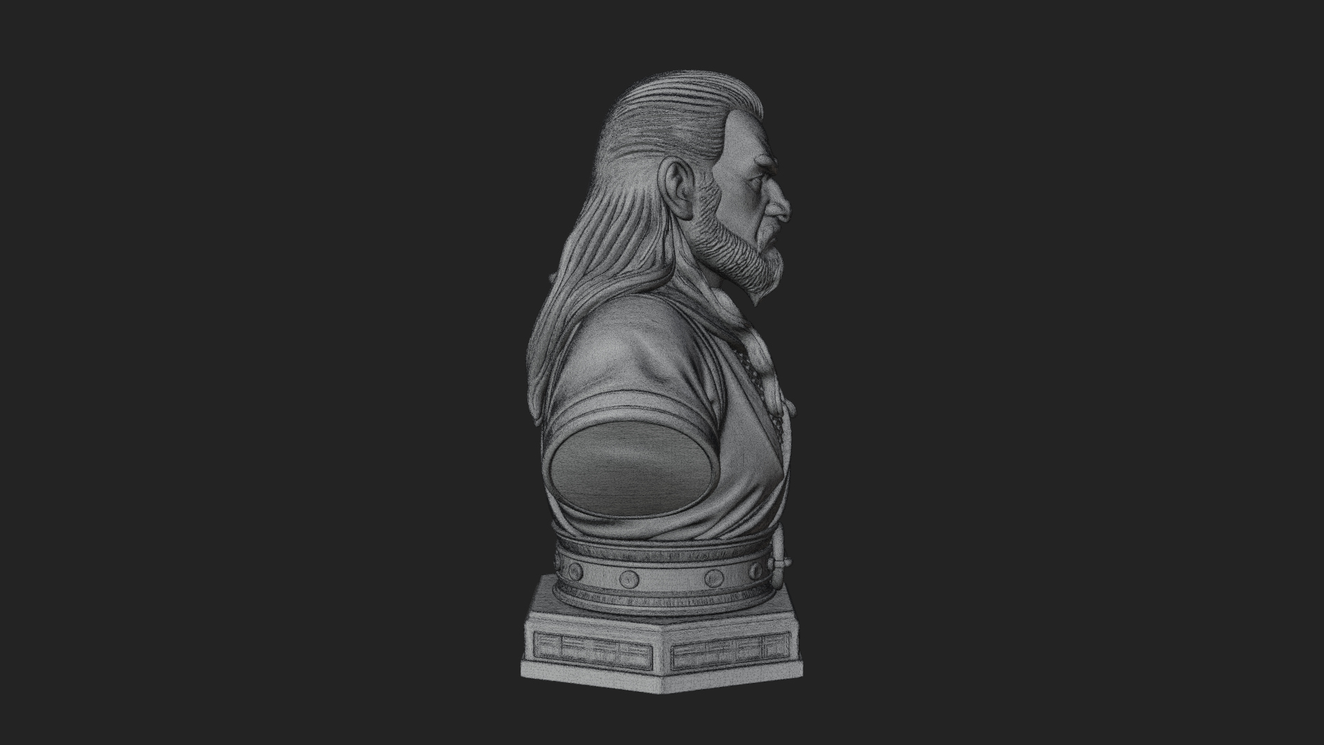 Bearded Warlord Bust Statue Design 3 3D Print Model 3D Model