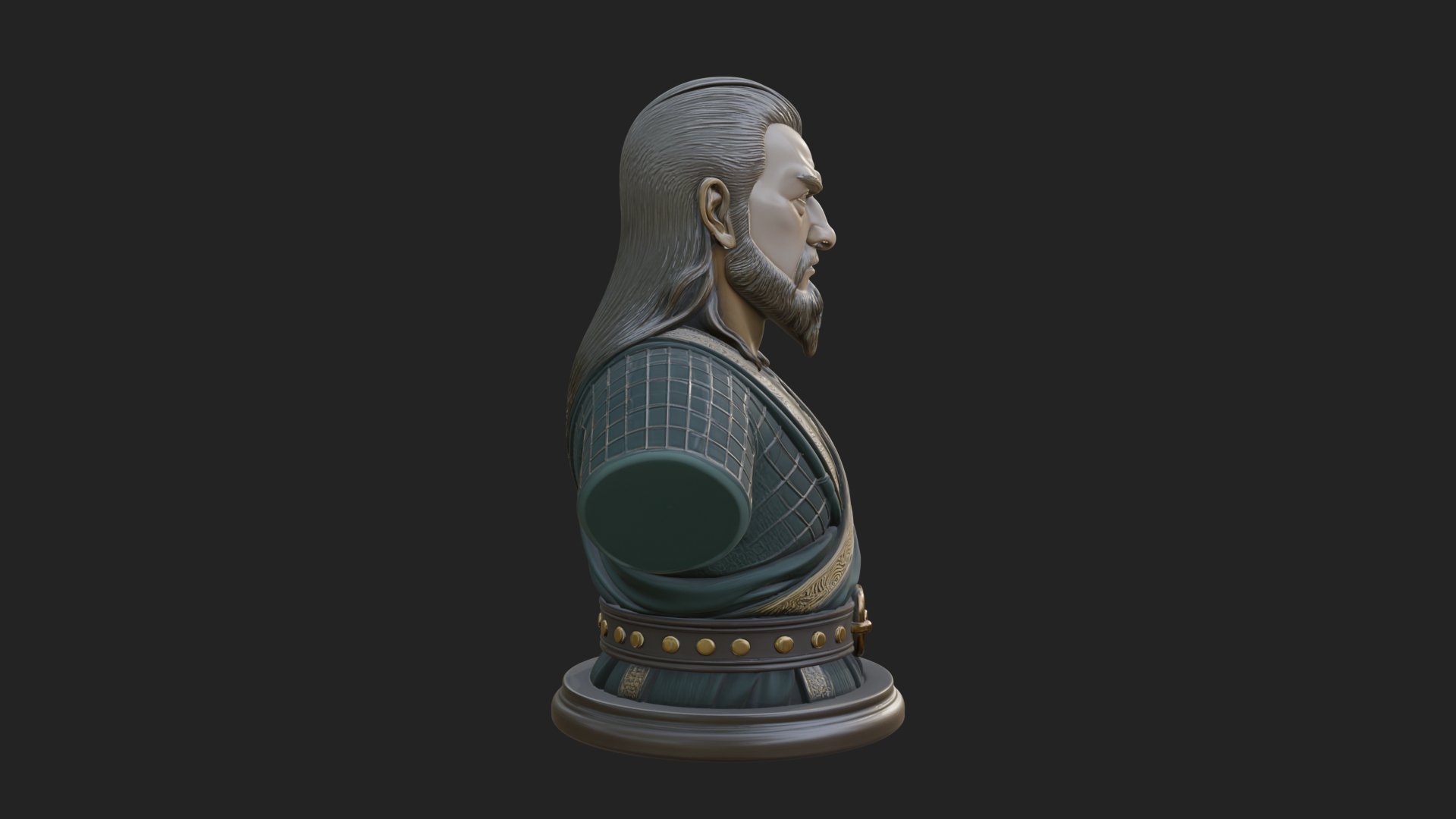 Bearded Warlord Bust Statue Design 4 3D Print Model 3D Model