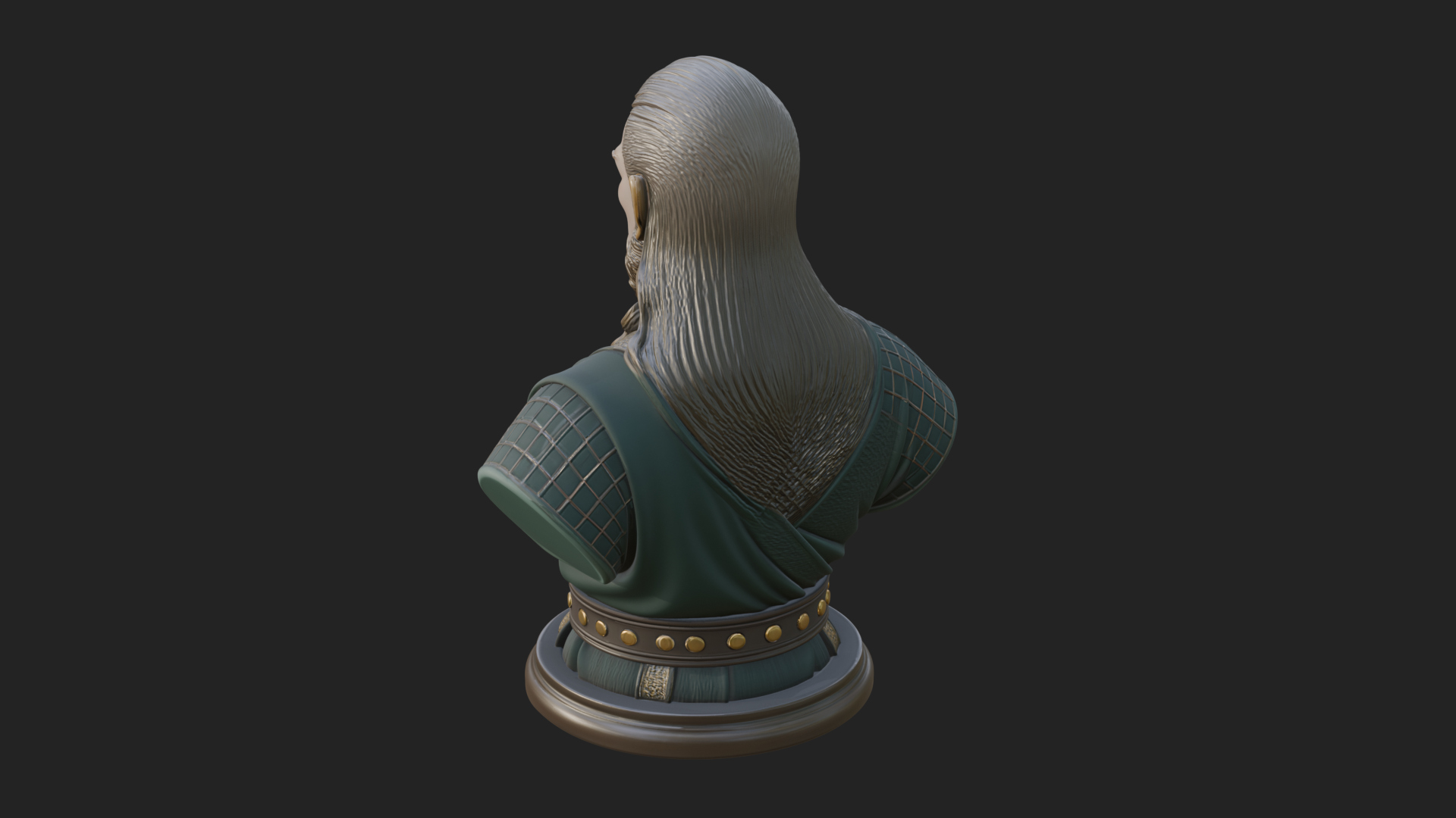 Bearded Warlord Bust Statue Design 4 3D Print Model 3D Model
