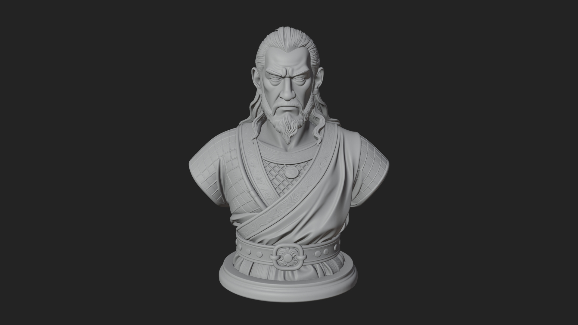 Bearded Warlord Bust Statue Design 4 3D Print Model 3D Model