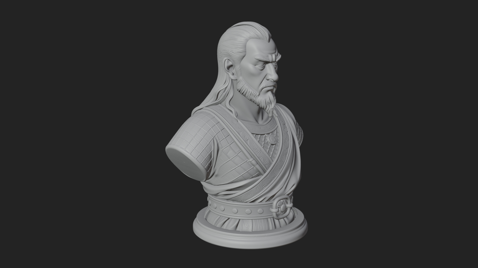 Bearded Warlord Bust Statue Design 4 3D Print Model 3D Model