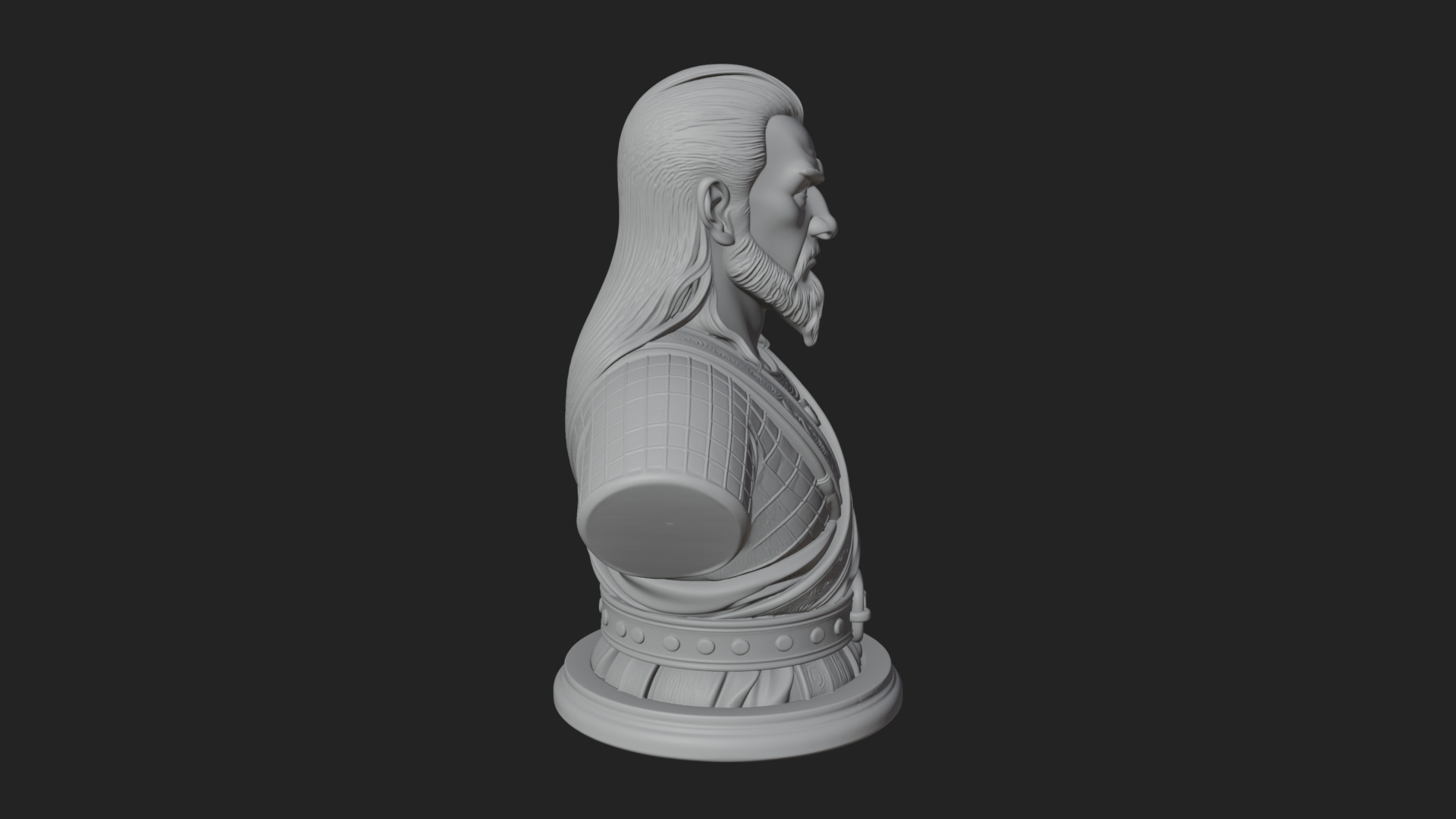 Bearded Warlord Bust Statue Design 4 3D Print Model 3D Model