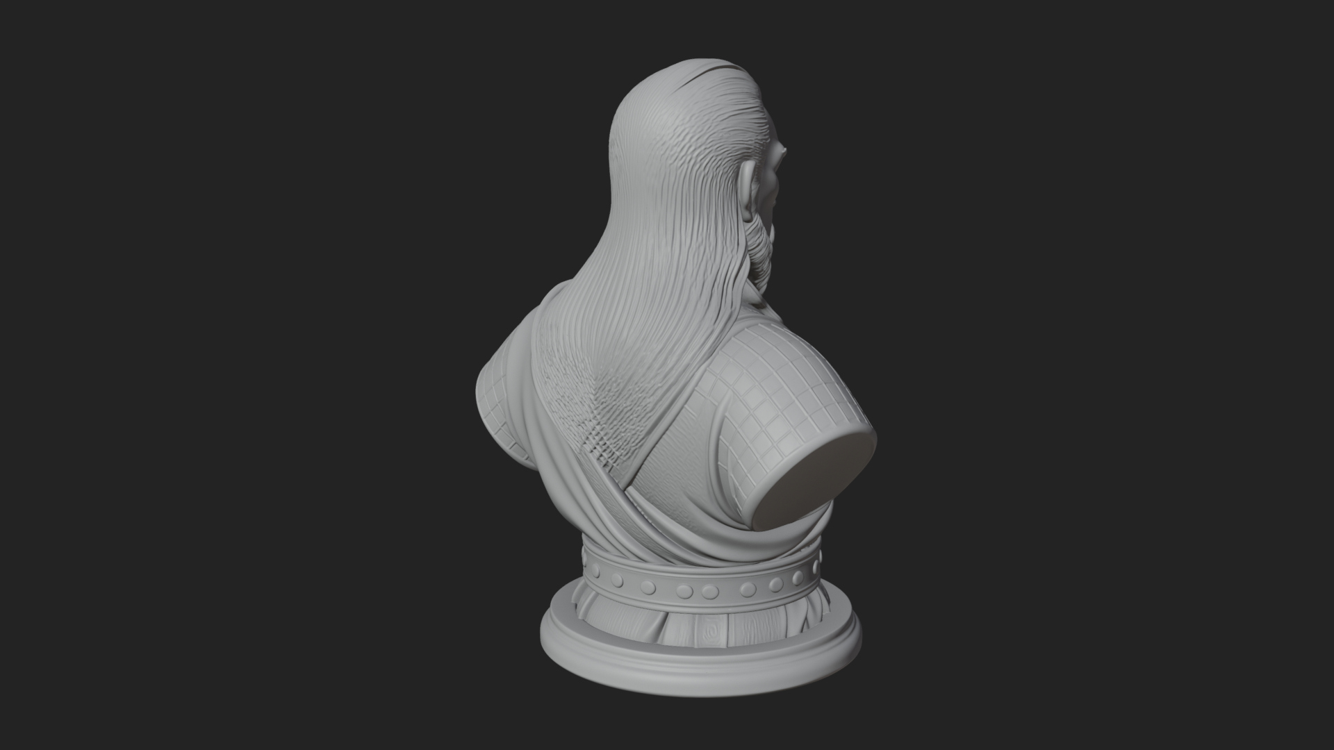 Bearded Warlord Bust Statue Design 4 3D Print Model 3D Model