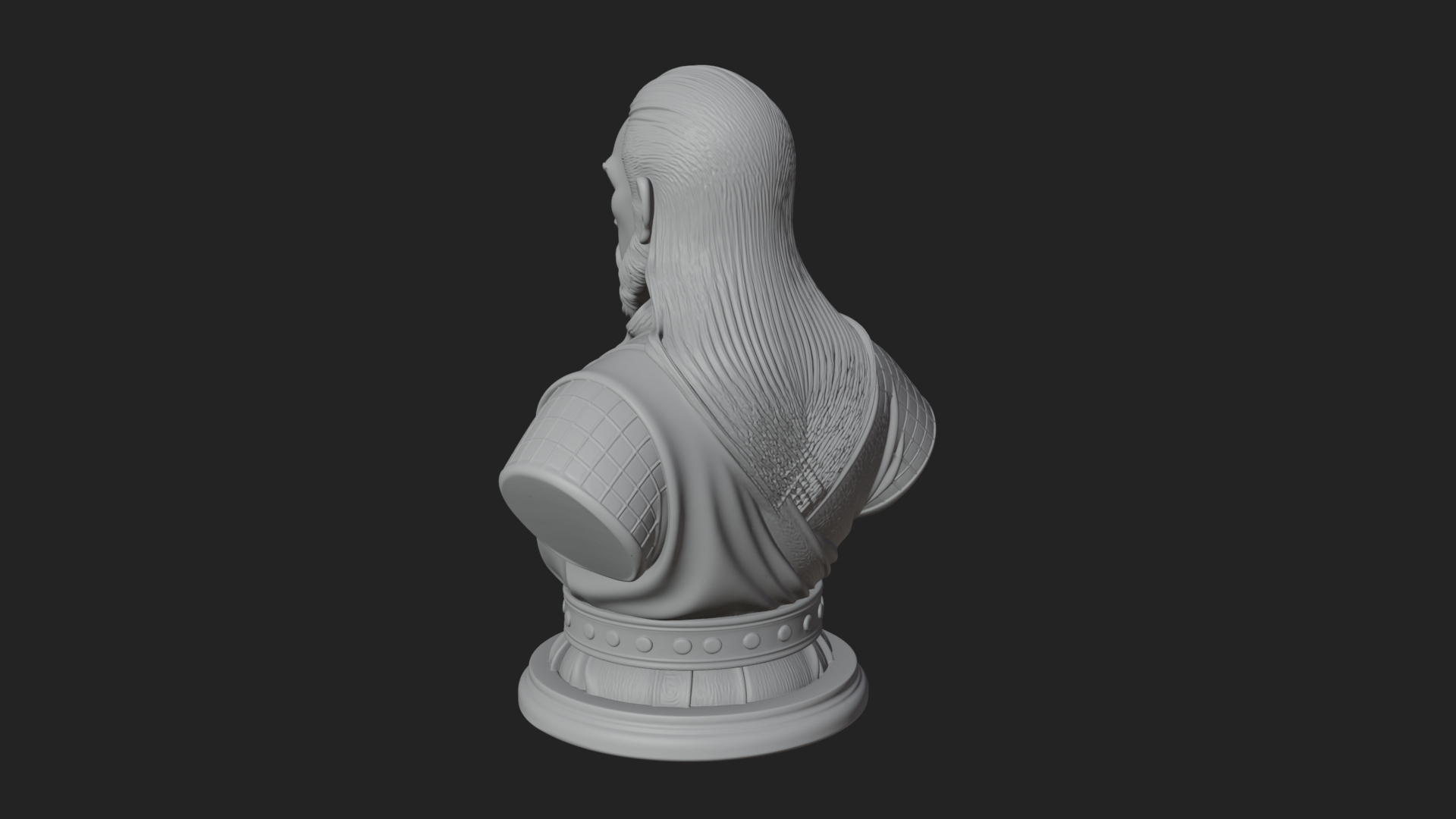 Bearded Warlord Bust Statue Design 4 3D Print Model 3D Model