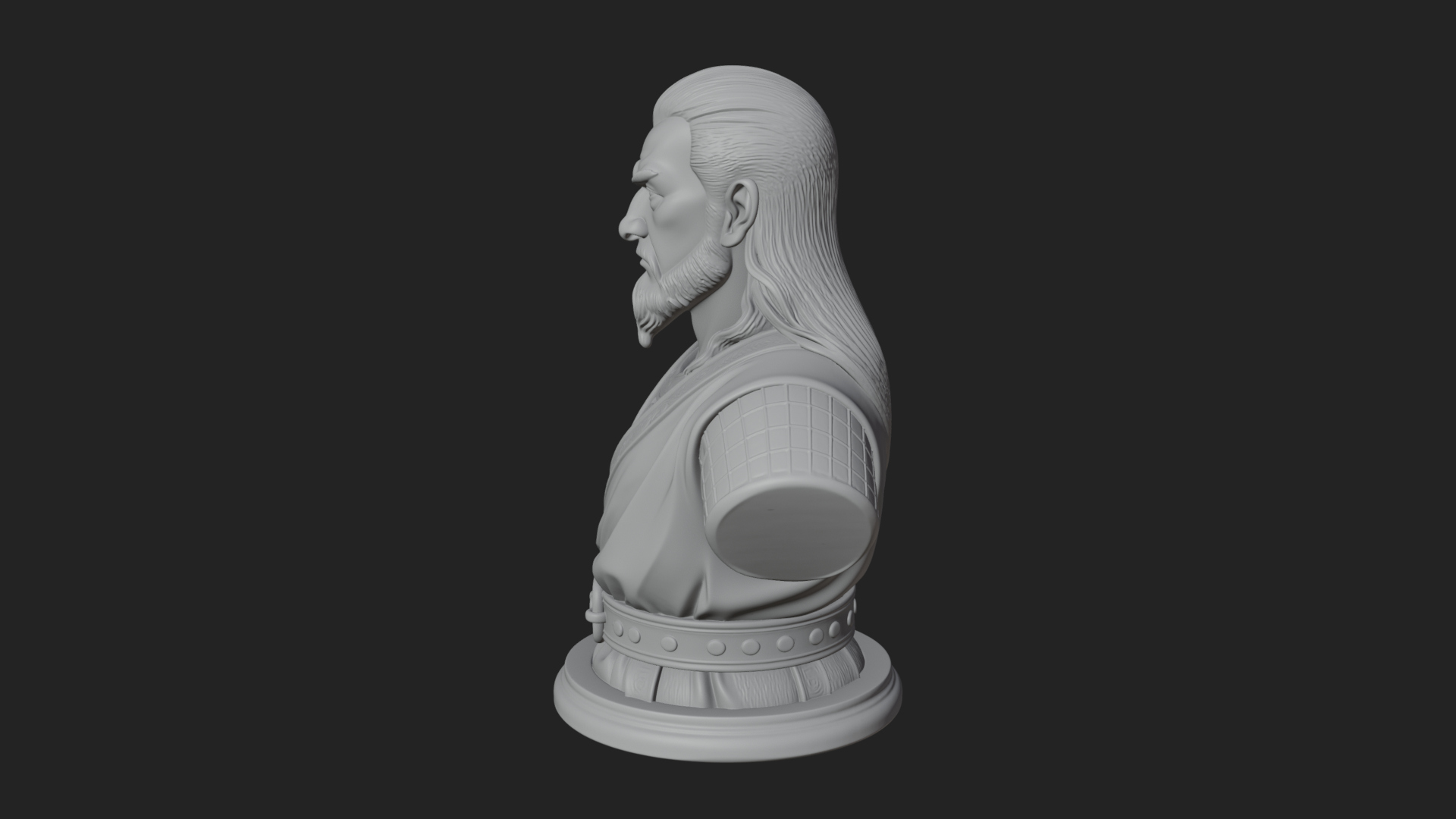 Bearded Warlord Bust Statue Design 4 3D Print Model 3D Model