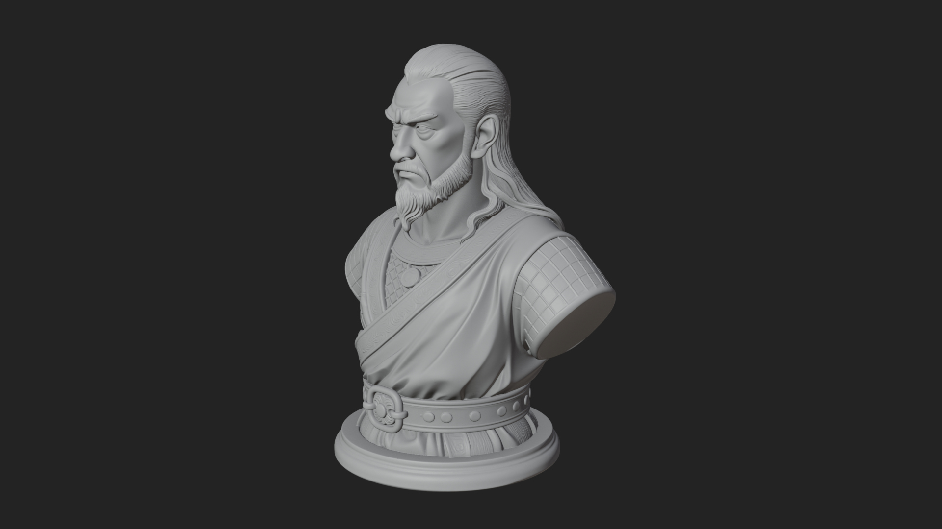 Bearded Warlord Bust Statue Design 4 3D Print Model 3D Model