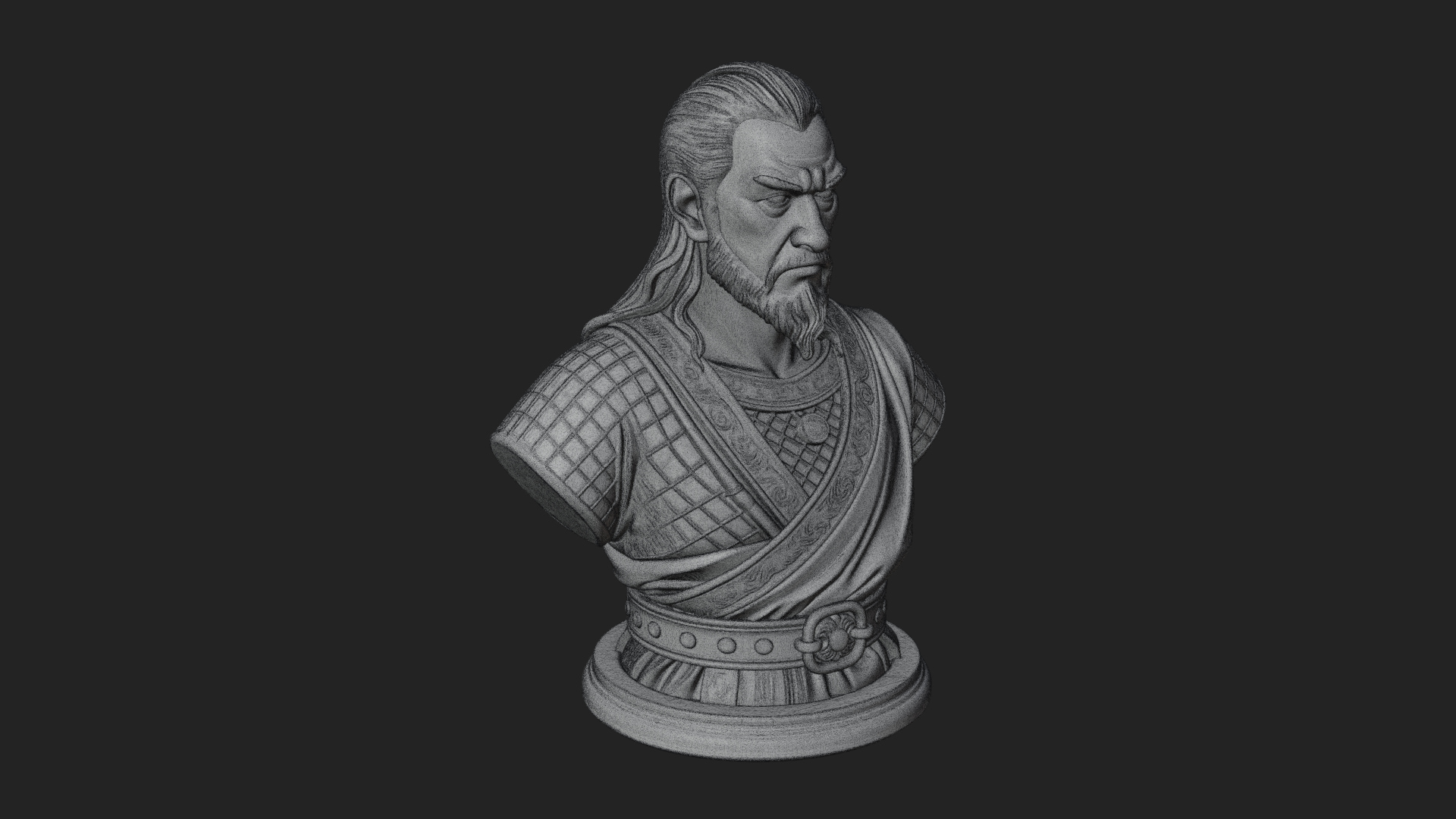 Bearded Warlord Bust Statue Design 4 3D Print Model 3D Model