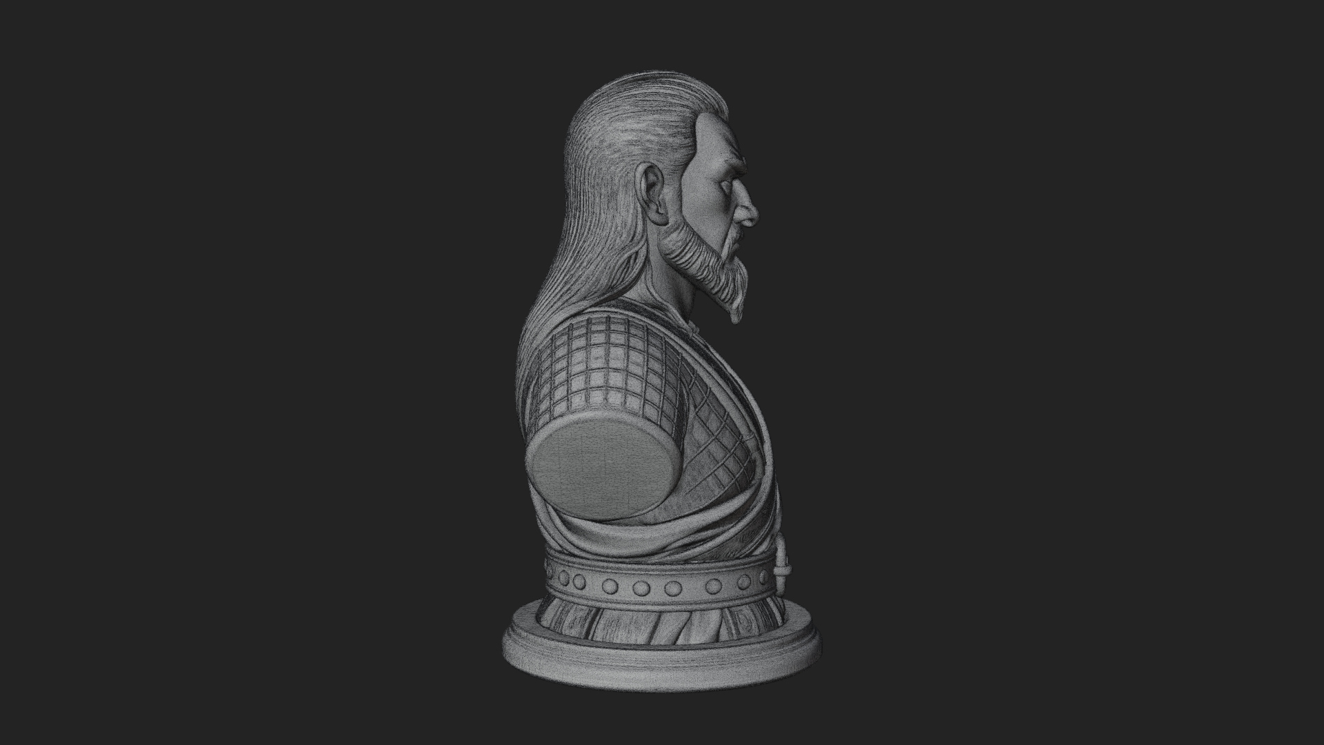 Bearded Warlord Bust Statue Design 4 3D Print Model 3D Model