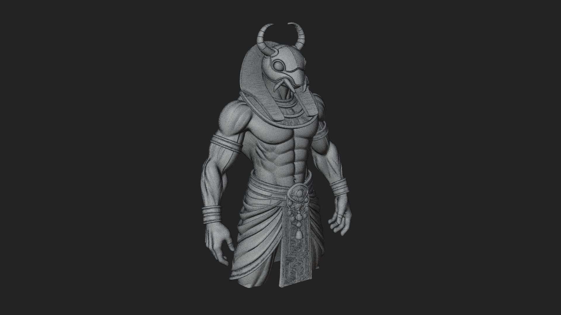 Beast Headed Egyptian God Statue Design 1 3D Print Model 3D Model