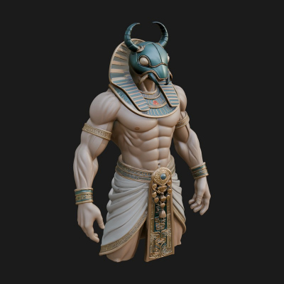 Beast Headed Egyptian God Statue Design 1 3D Print Model