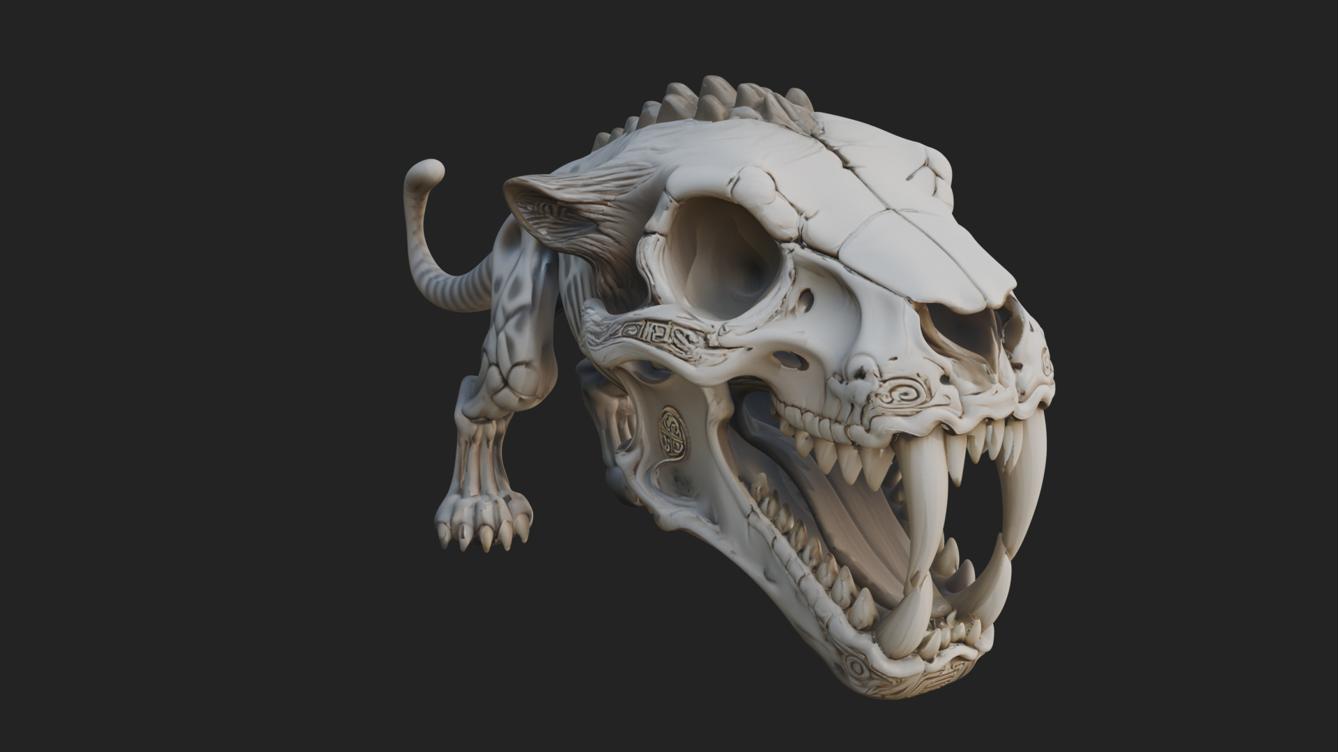 Beast Skull Skeleton Statue Design 1 3D Print Model 3D Model