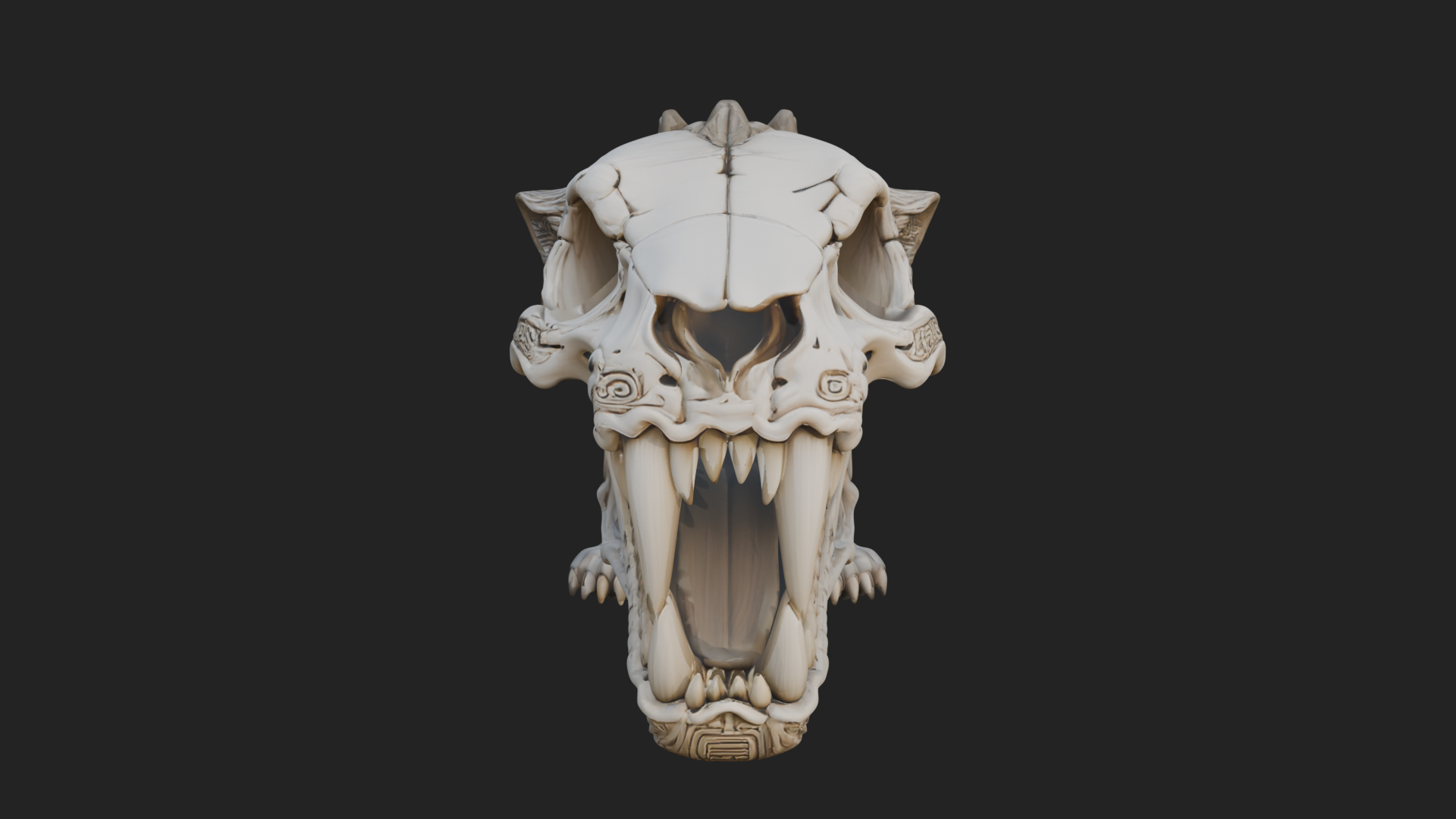 Beast Skull Skeleton Statue Design 1 3D Print Model 3D Model