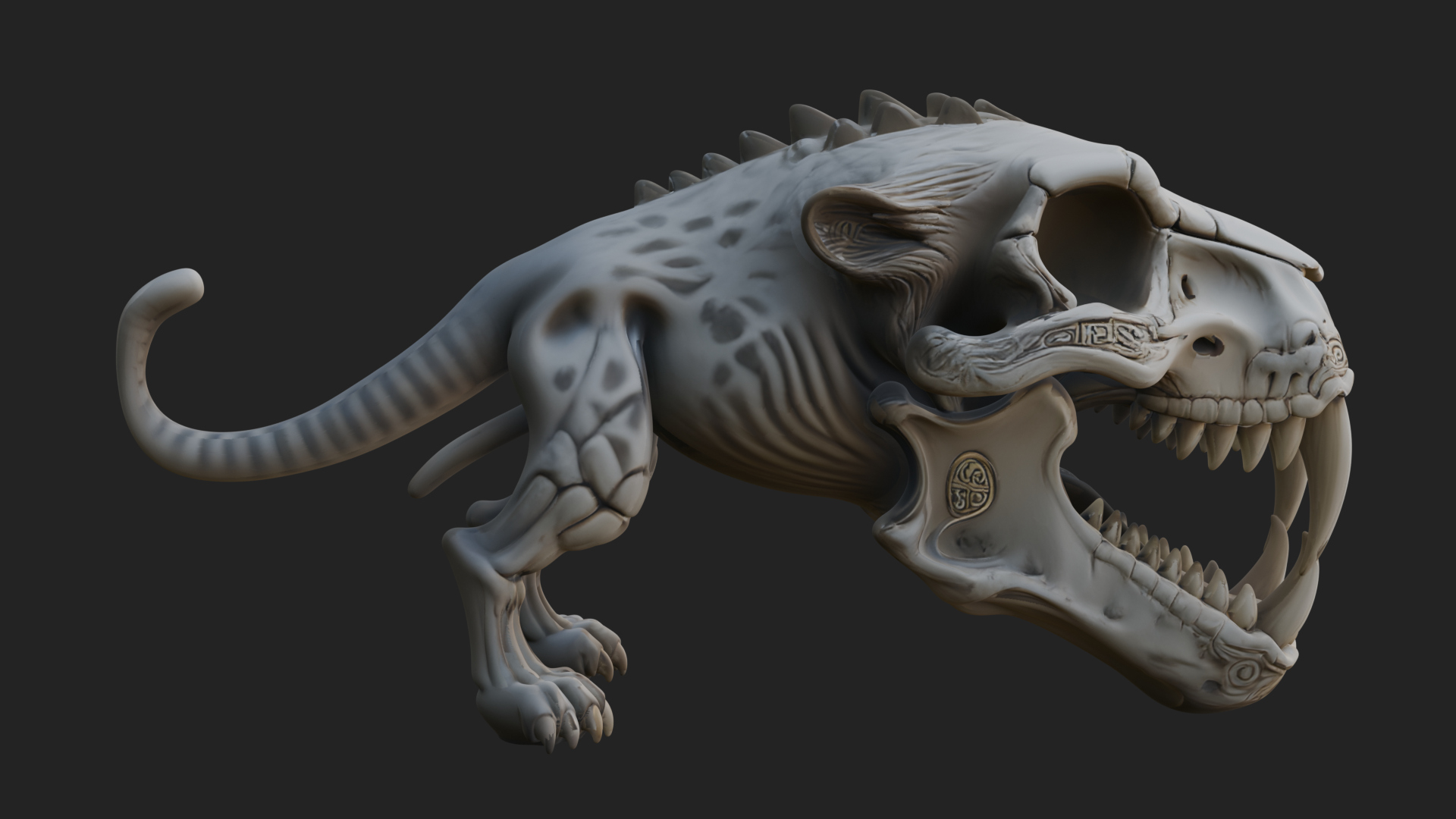 Beast Skull Skeleton Statue Design 1 3D Print Model 3D Model