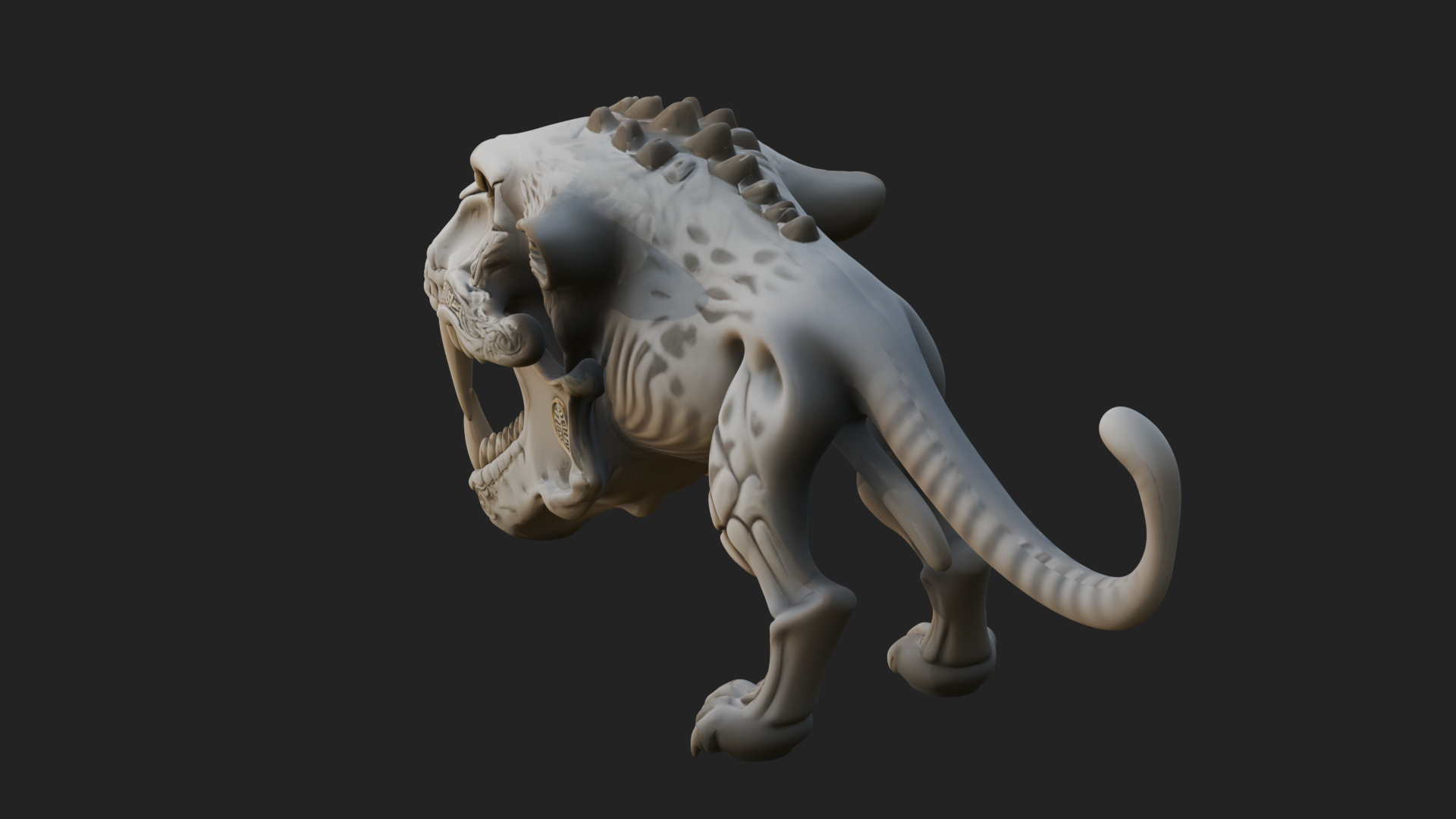 Beast Skull Skeleton Statue Design 1 3D Print Model 3D Model