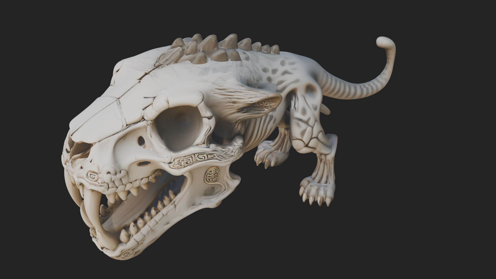 Beast Skull Skeleton Statue Design 1 3D Print Model 3D Model