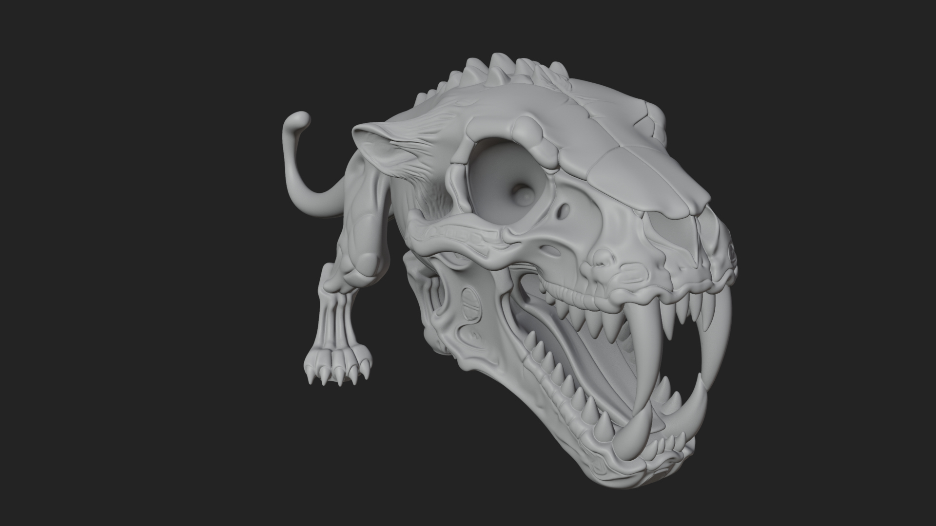Beast Skull Skeleton Statue Design 1 3D Print Model 3D Model