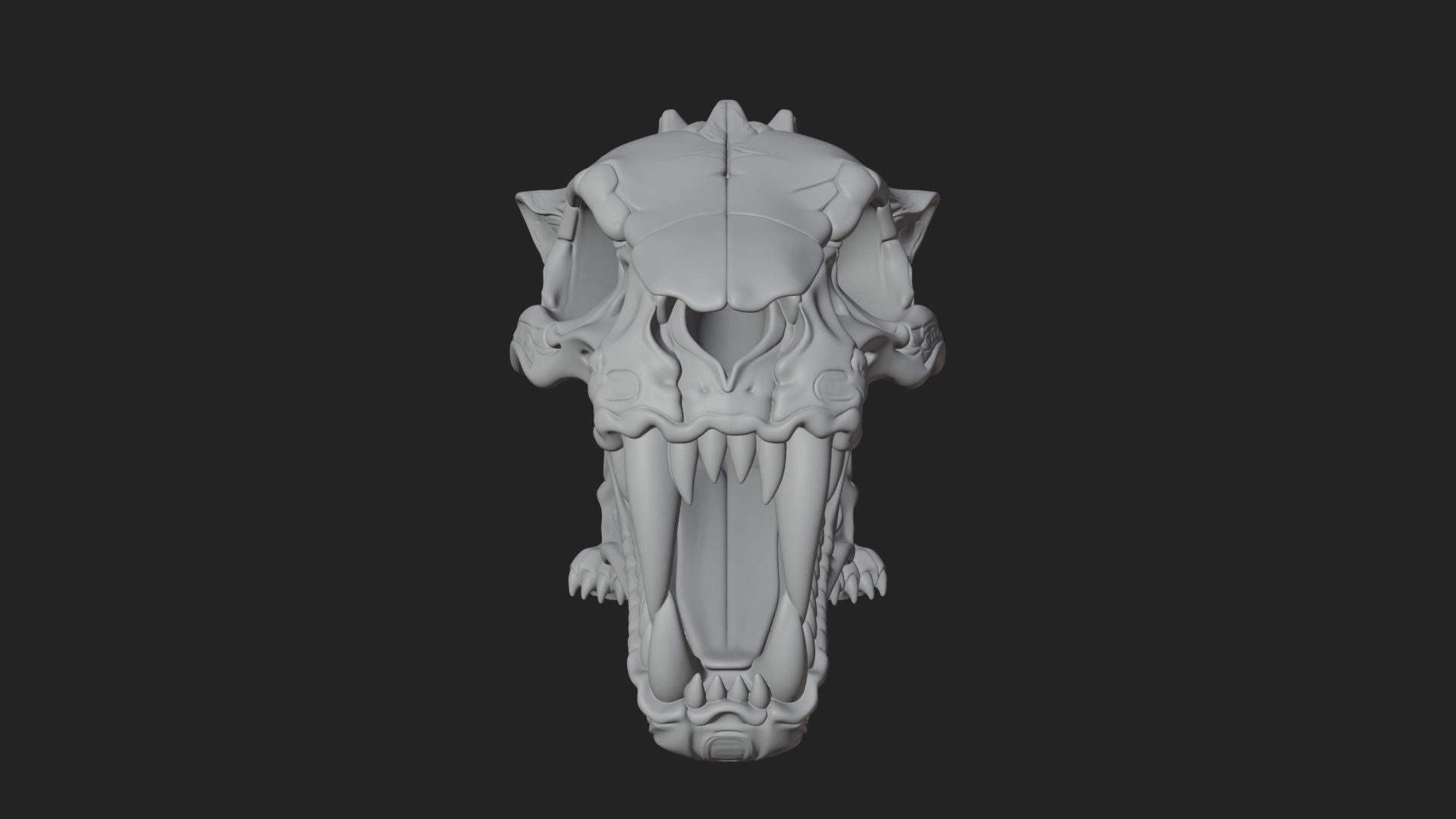 Beast Skull Skeleton Statue Design 1 3D Print Model 3D Model