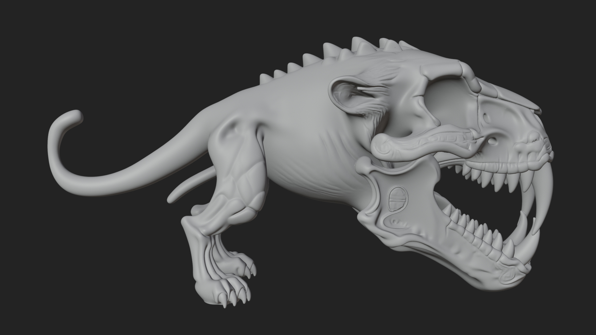 Beast Skull Skeleton Statue Design 1 3D Print Model 3D Model