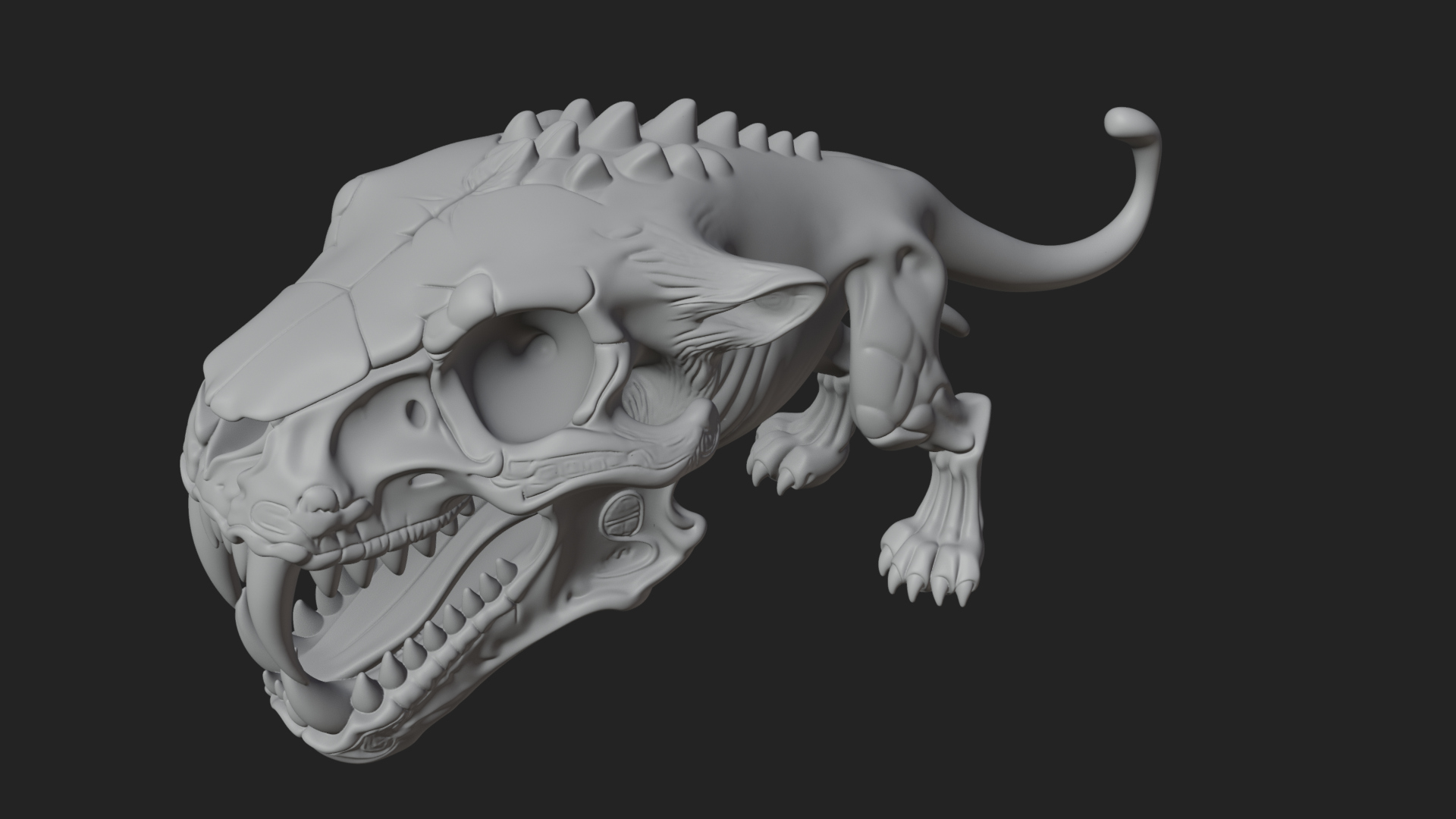 Beast Skull Skeleton Statue Design 1 3D Print Model 3D Model
