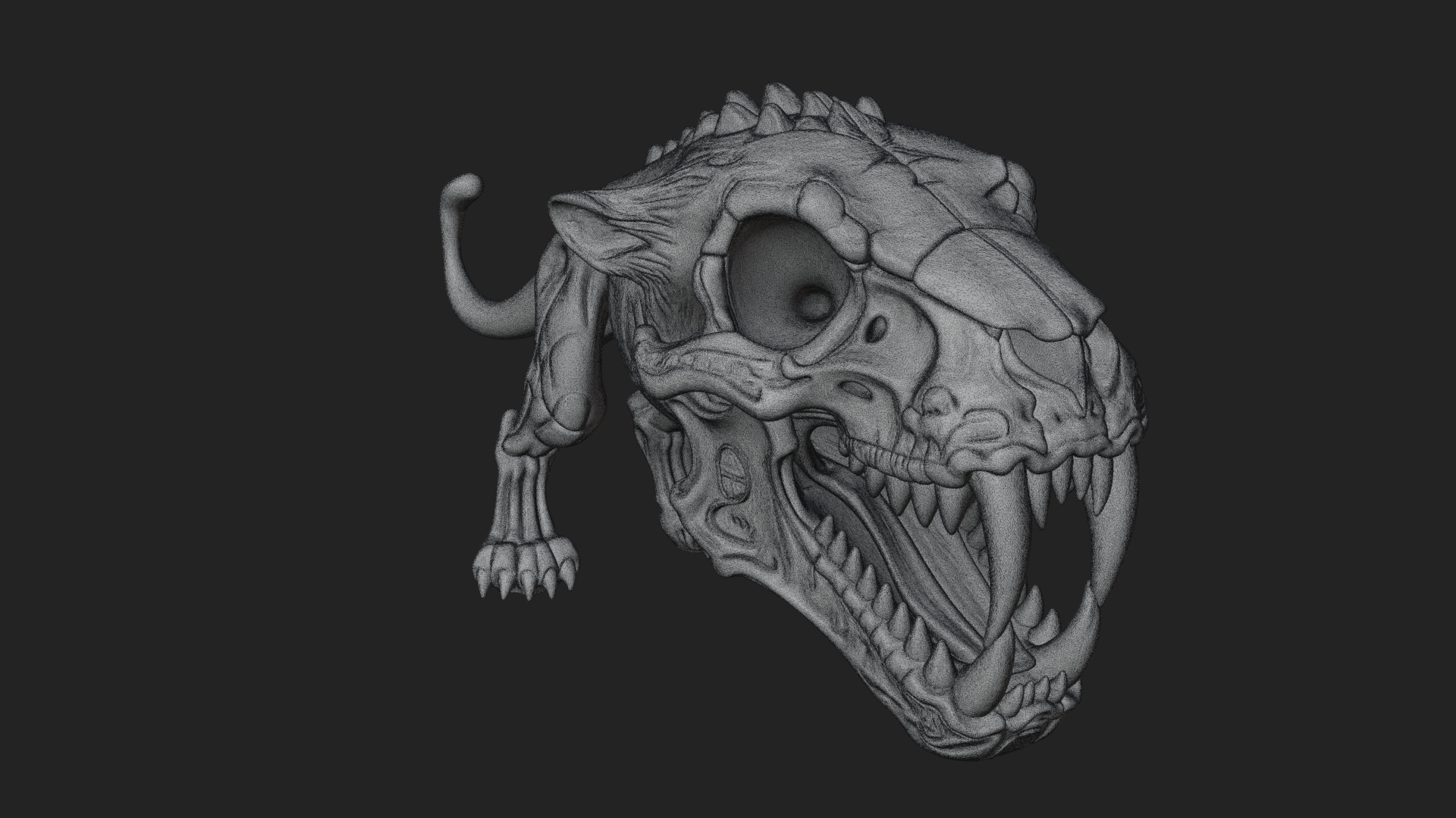 Beast Skull Skeleton Statue Design 1 3D Print Model 3D Model
