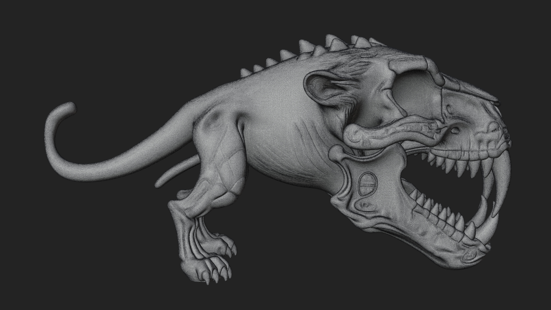 Beast Skull Skeleton Statue Design 1 3D Print Model 3D Model