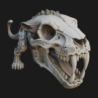 Beast Skull Skeleton Statue Design 1 3D Print Model