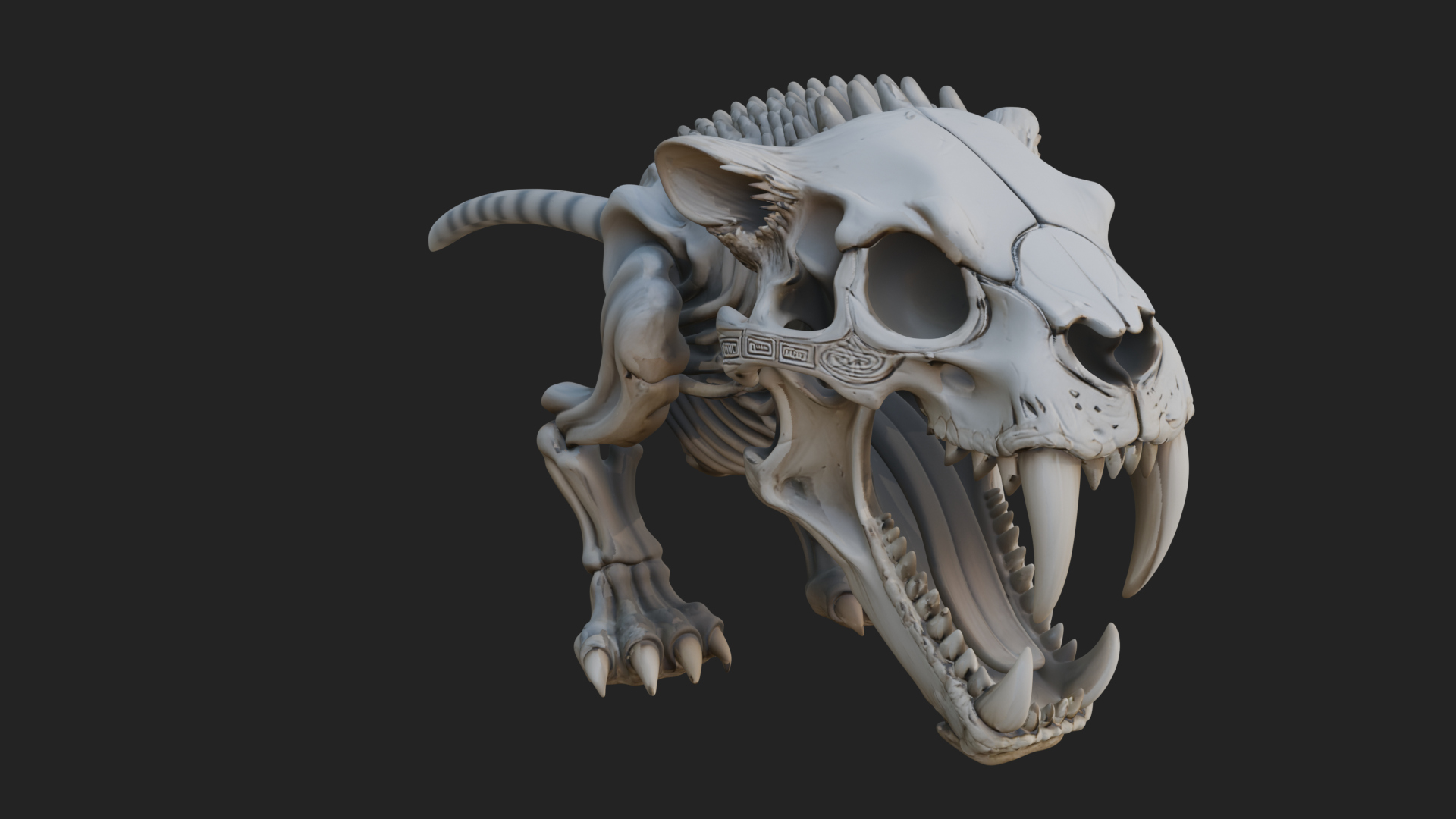 Beast Skull Skeleton Statue Design 2 3D Print Model 3D Model