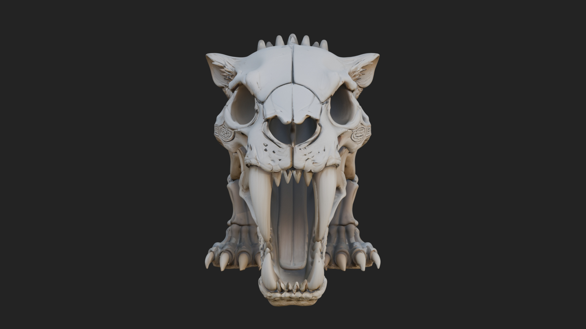 Beast Skull Skeleton Statue Design 2 3D Print Model 3D Model