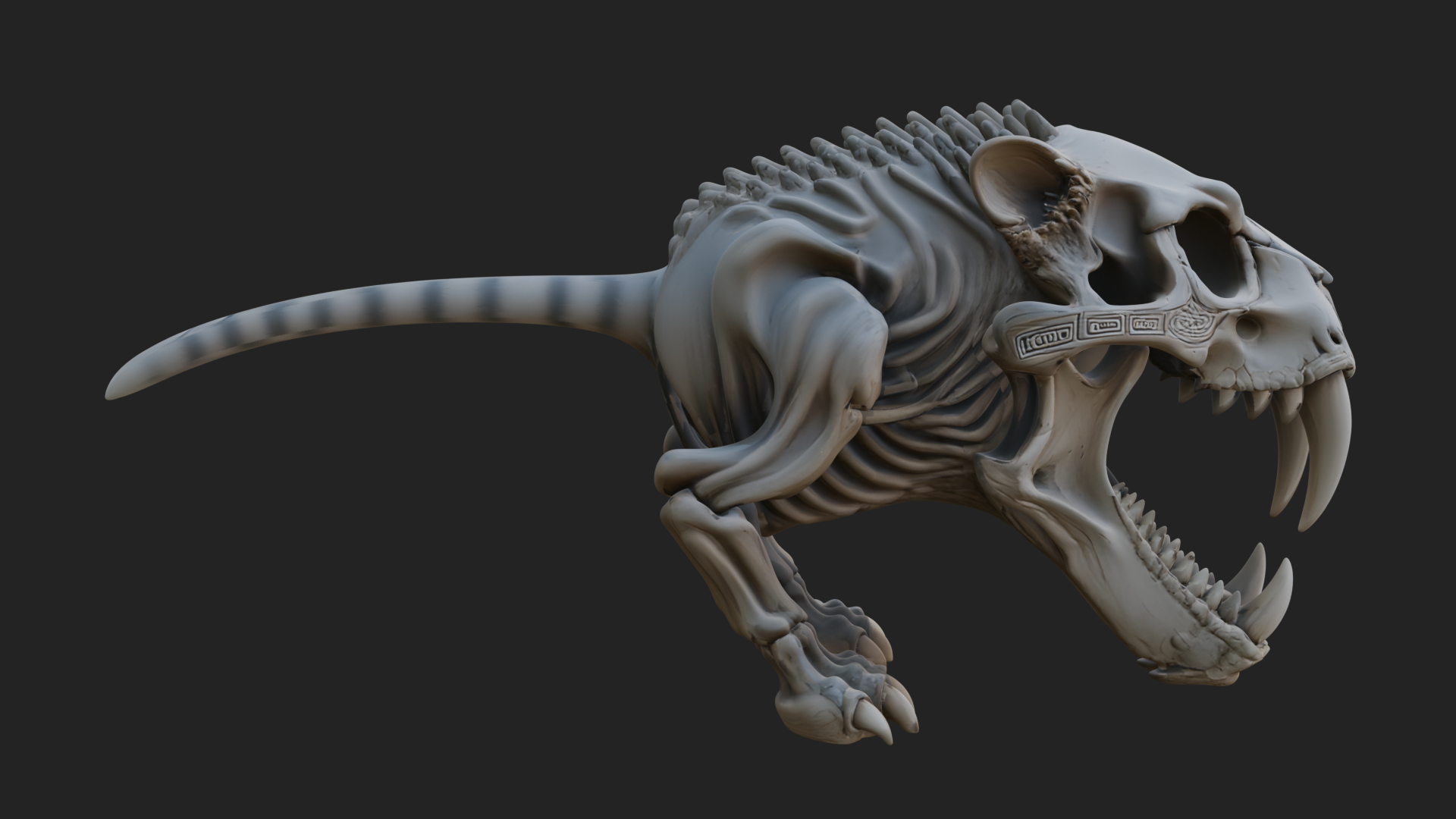 Beast Skull Skeleton Statue Design 2 3D Print Model 3D Model