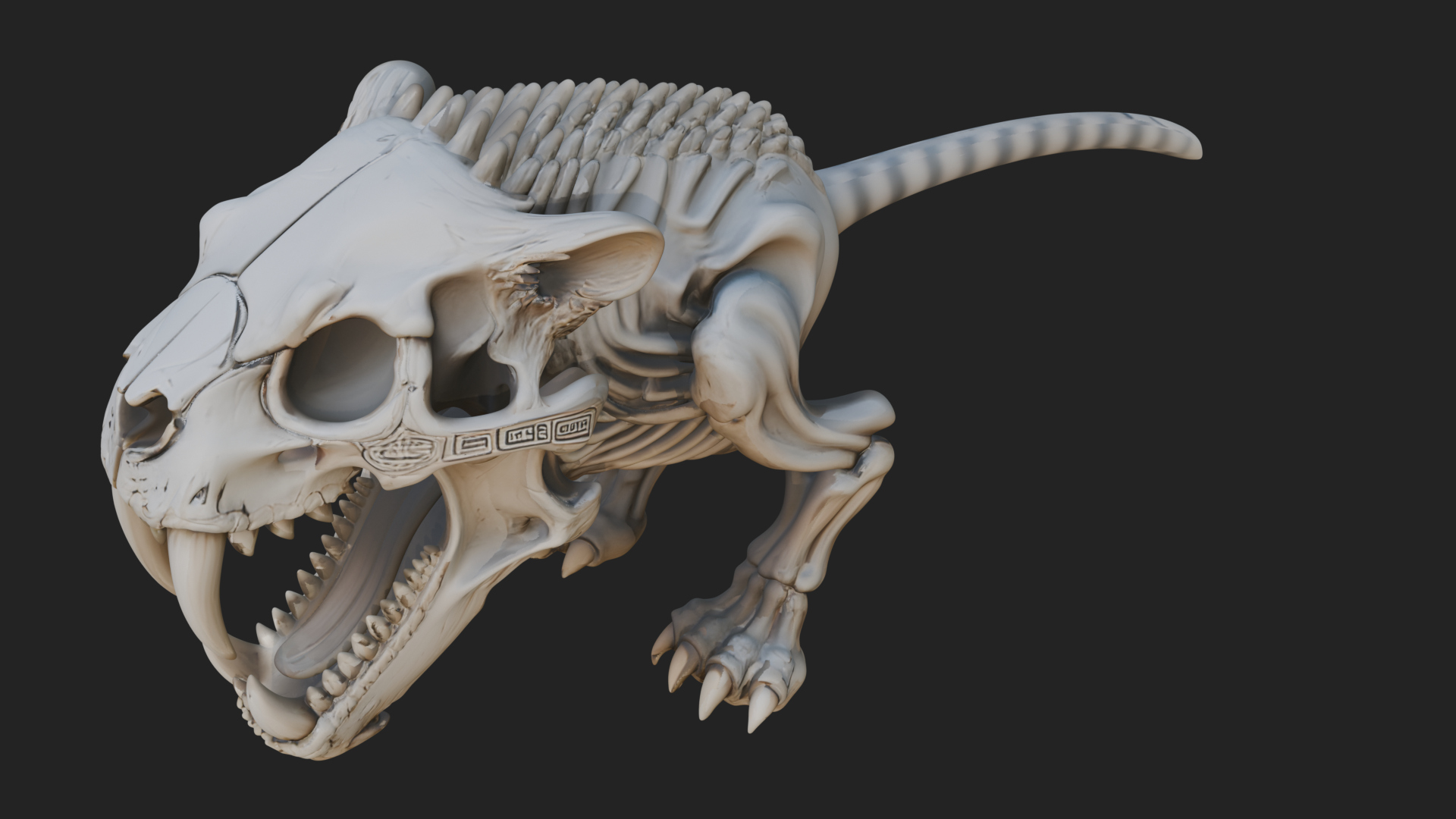 Beast Skull Skeleton Statue Design 2 3D Print Model 3D Model